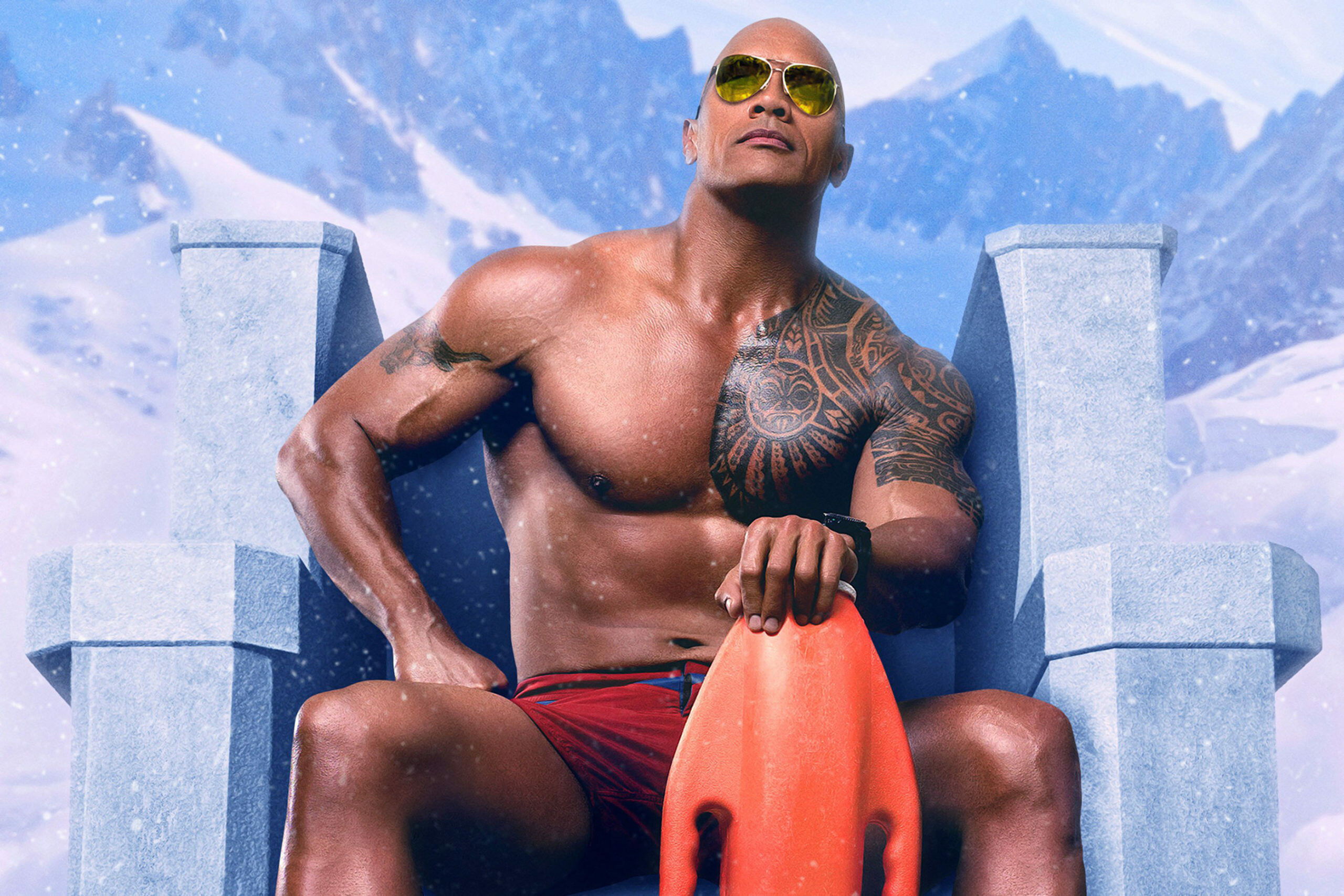 Dwayne Johnson: Appeared as Mitch Buchannon in a 2017 American action comedy film, Baywatch. 2560x1710 HD Wallpaper.