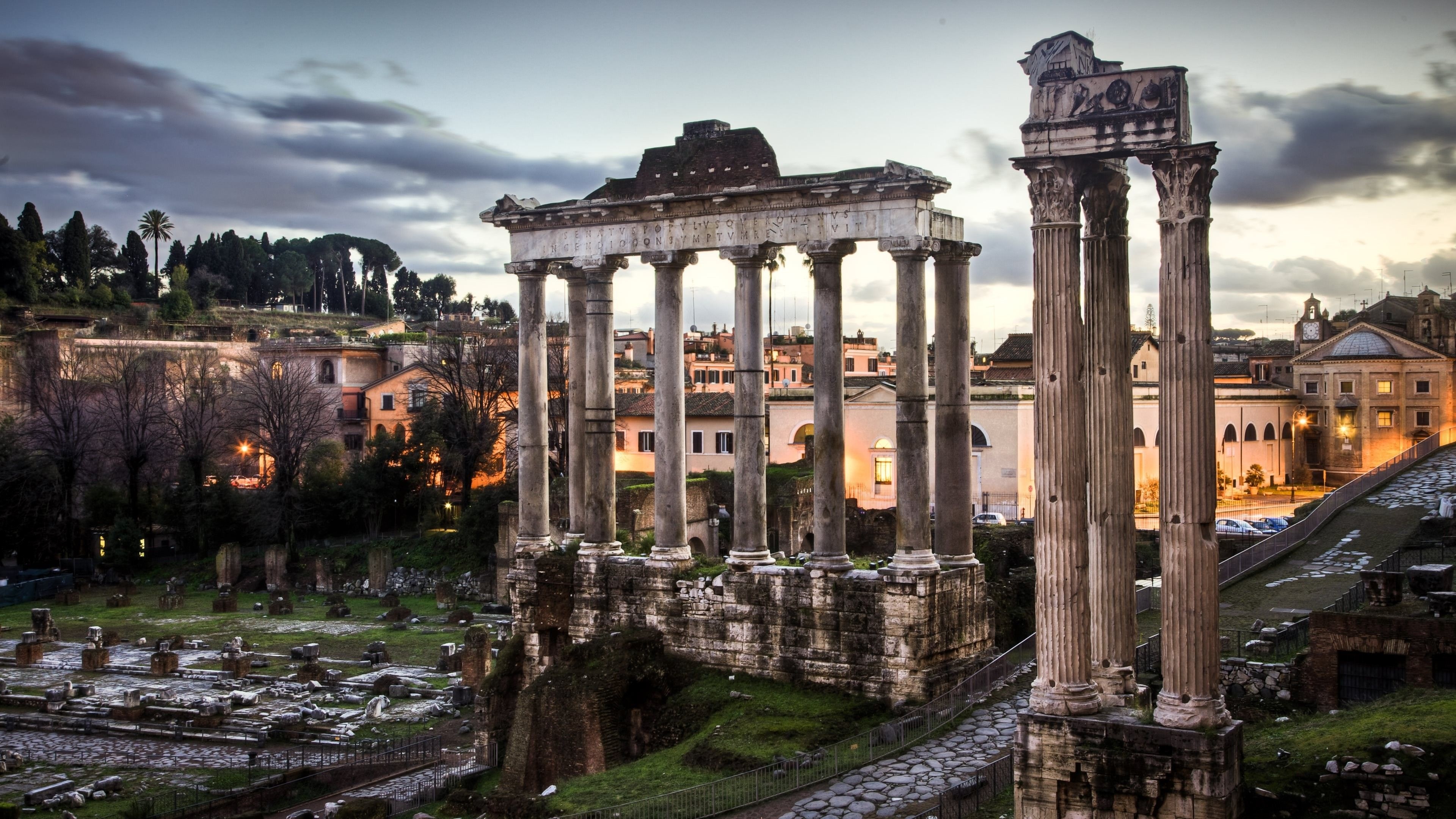 Rome Skyline, Roman ruins, Ancient history, Architectural marvels, 3840x2160 4K Desktop