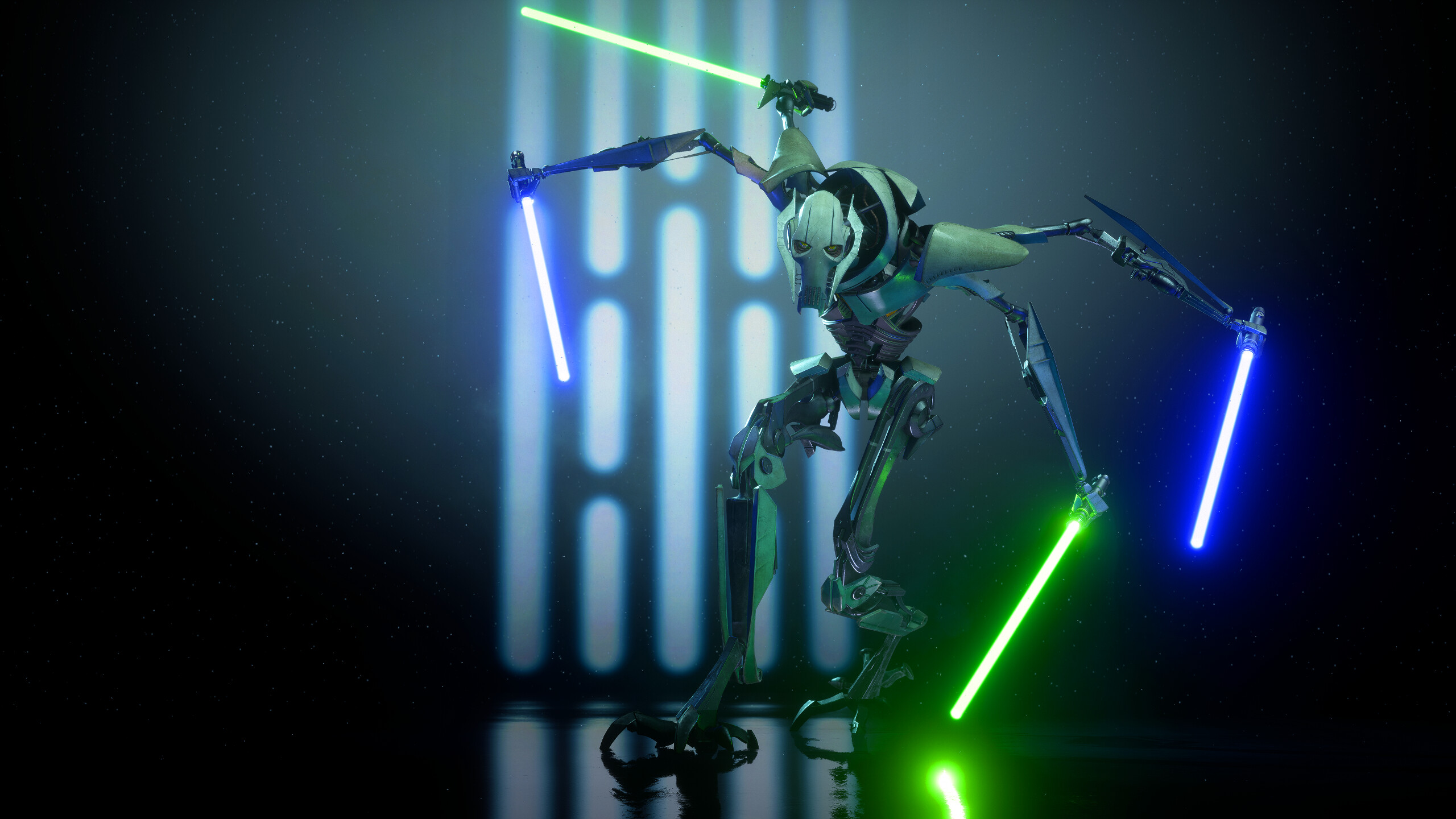 General Grievous: Star Wars Battlefront 2, The great General of The Clone Wars, Extensive cybernetic enhancements, Lightsabers. 2560x1440 HD Background.