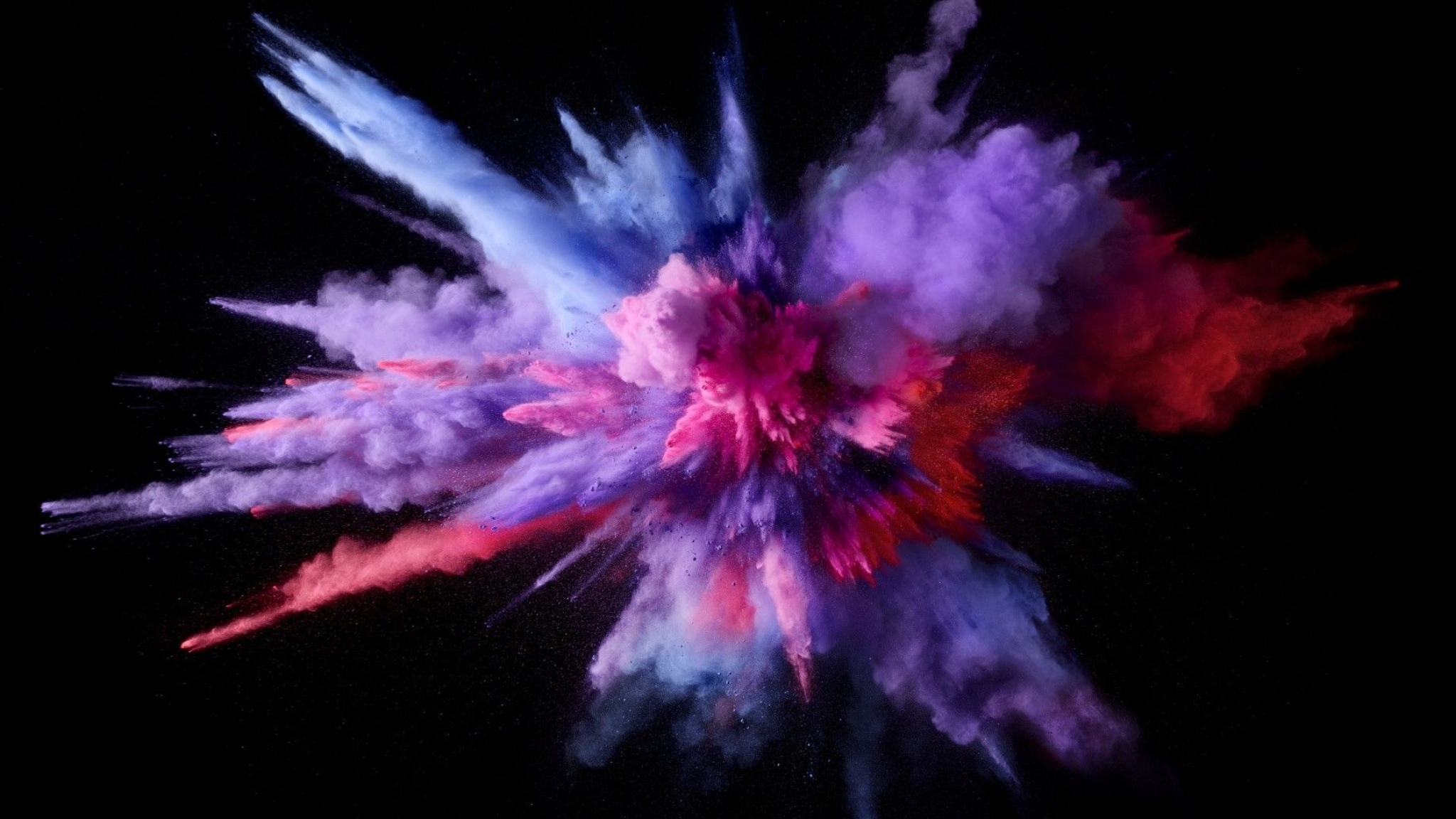 Powder explosion, Dynamic burst, Vibrant colors, Explosive energy, 2050x1160 HD Desktop