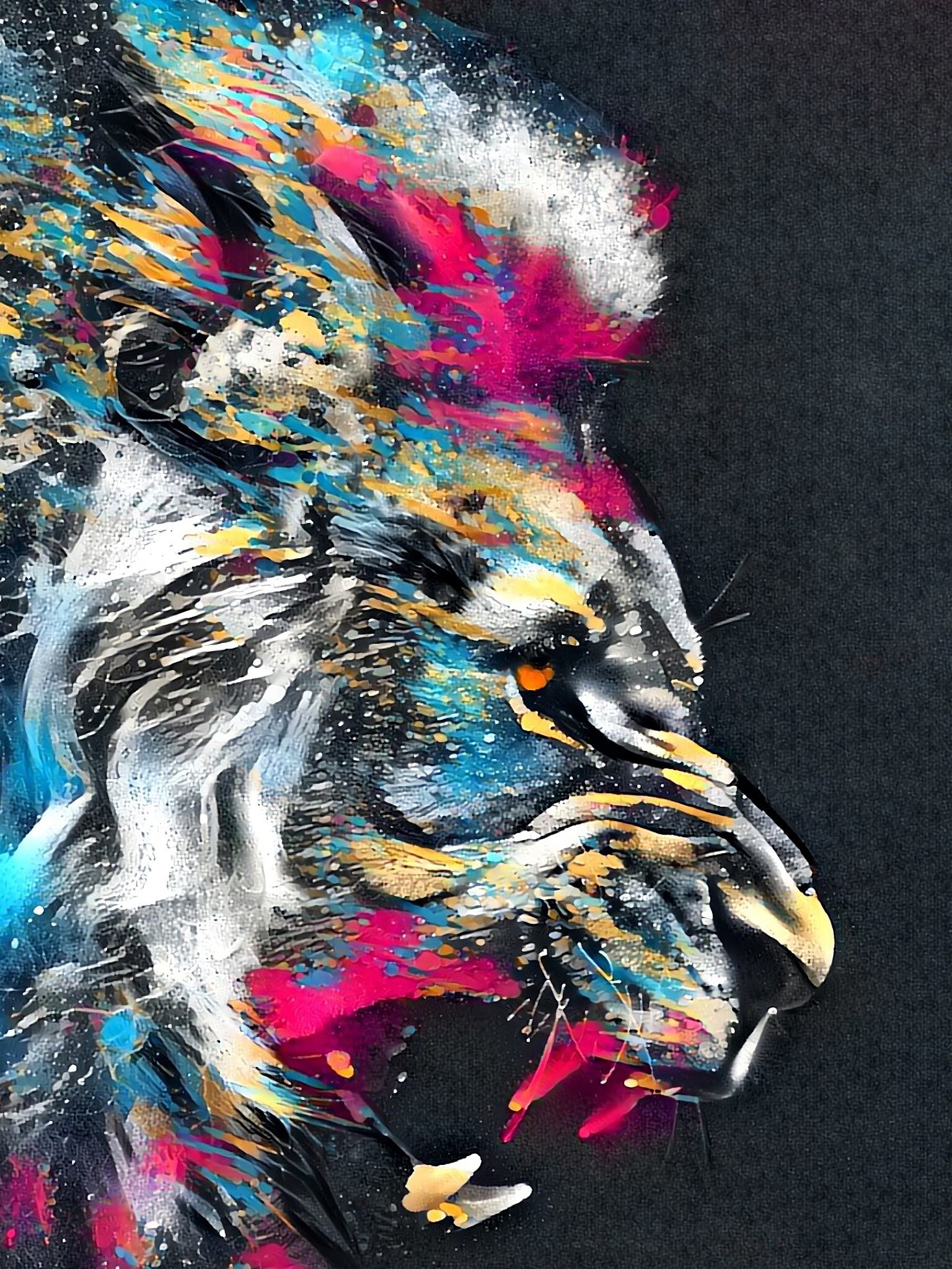 Lion: Lion's Roar, Colorful, Illustration. 1540x2050 HD Background.