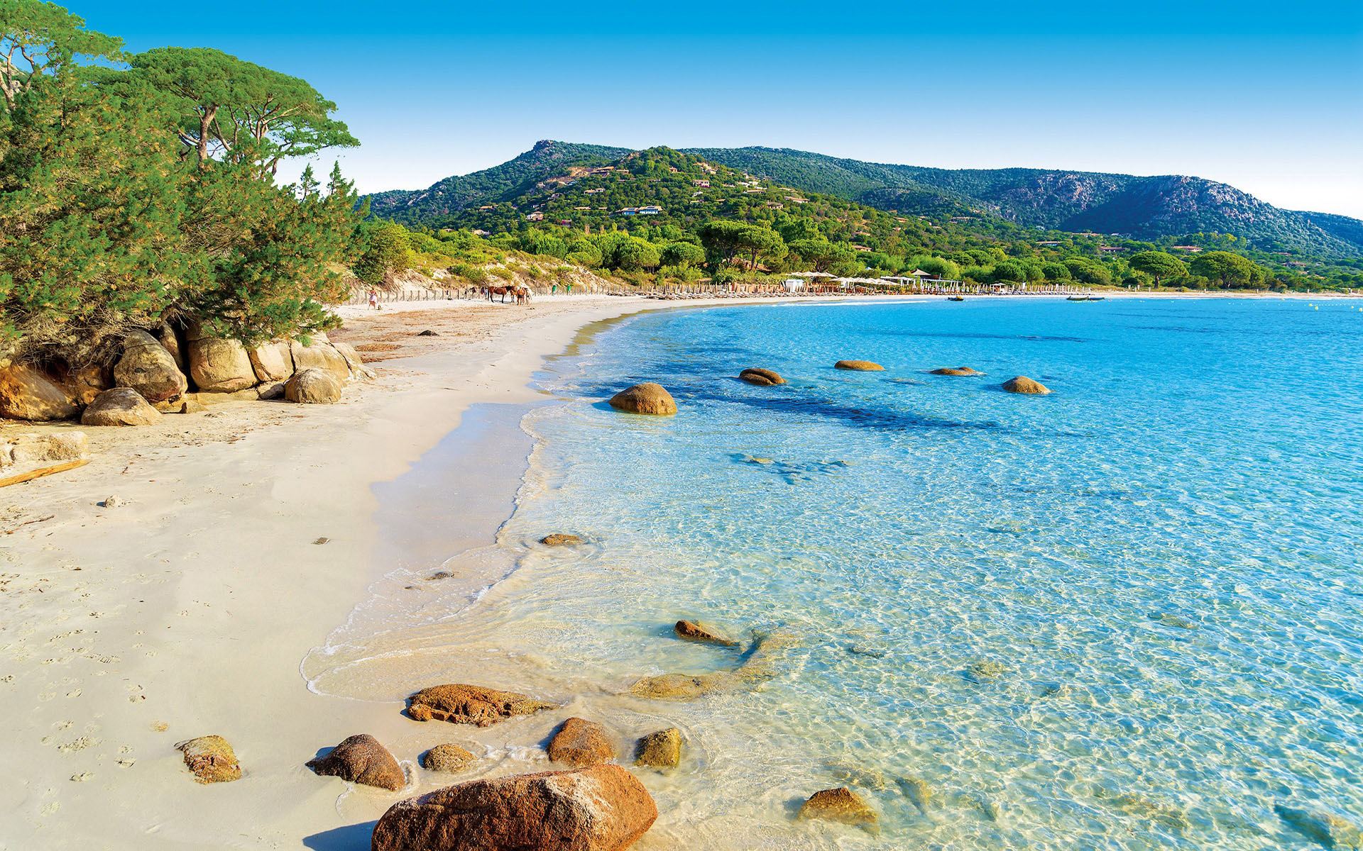 Corsica Island, Sun and turquoise sea, Sand beach, Palombaggia, 1920x1200 HD Desktop