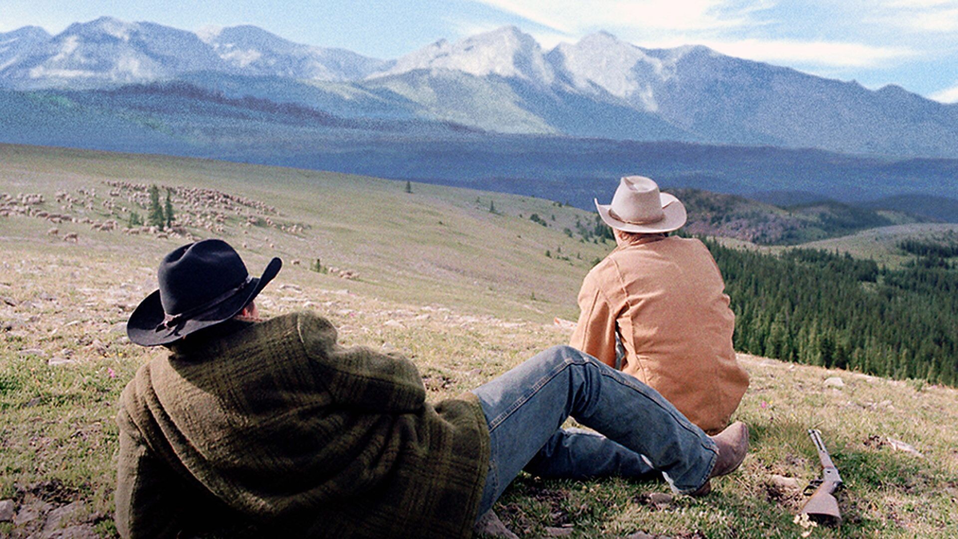 Brokeback Mountain: Ennis Del Mar and Jack Twist, The sheep farm of Joe Aguirre, An intimate relationship. 1920x1080 Full HD Wallpaper.