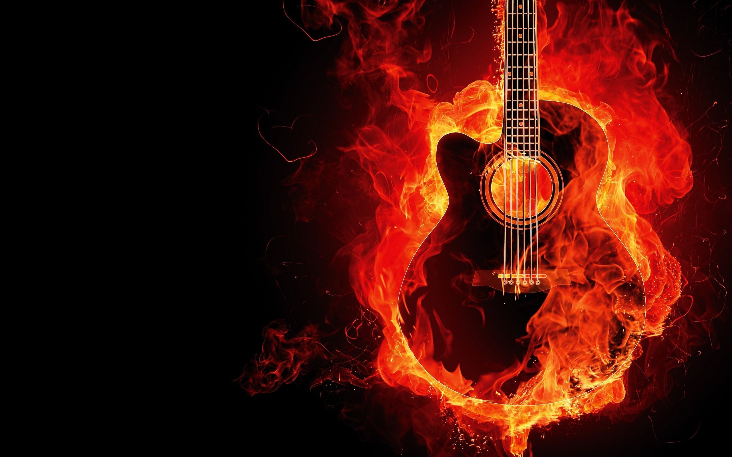 Guitar On Fire Wallpapers 2560x1600