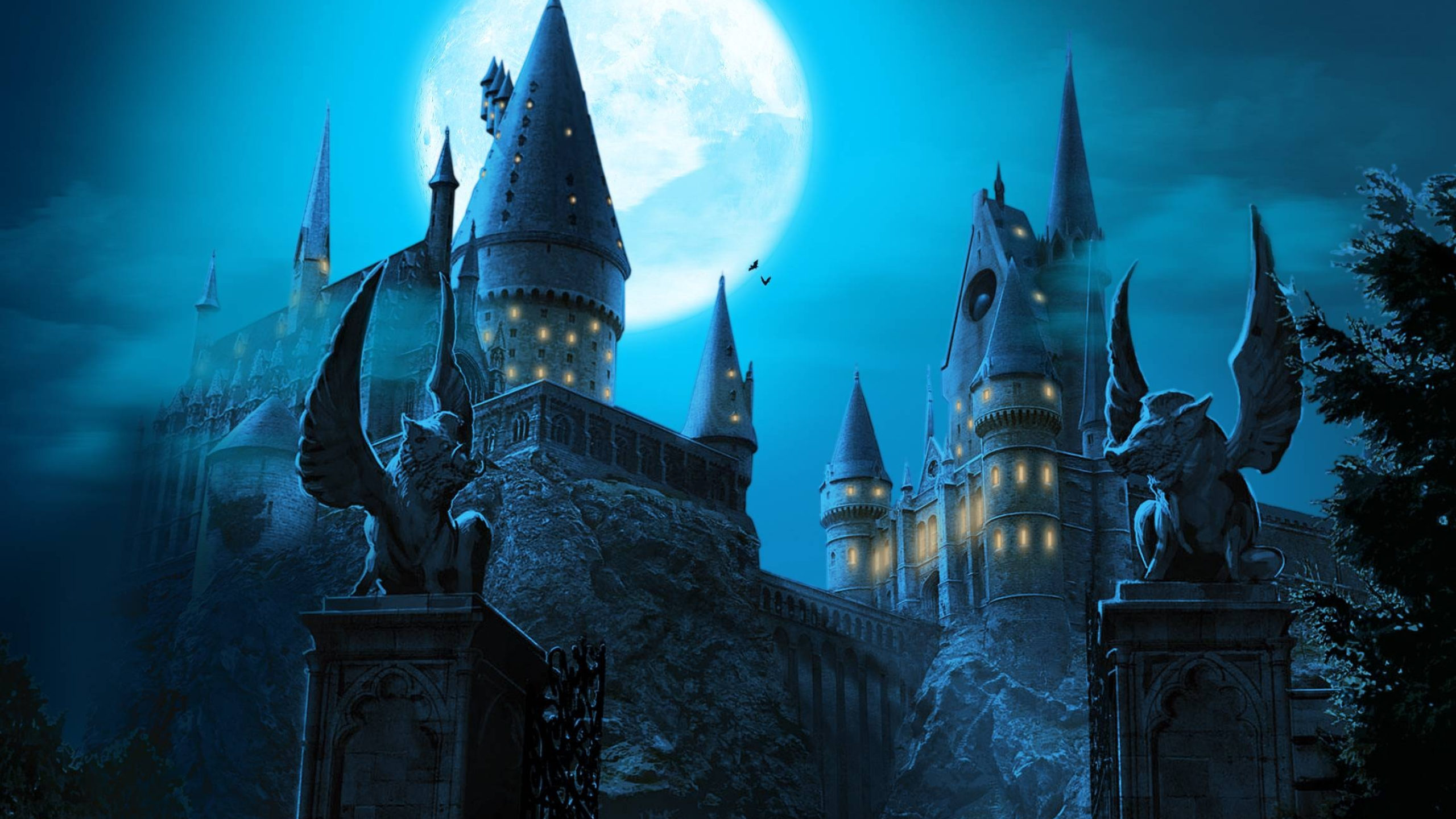 Entrance gates, Hogwarts Castle Wallpaper, 2560x1440 HD Desktop
