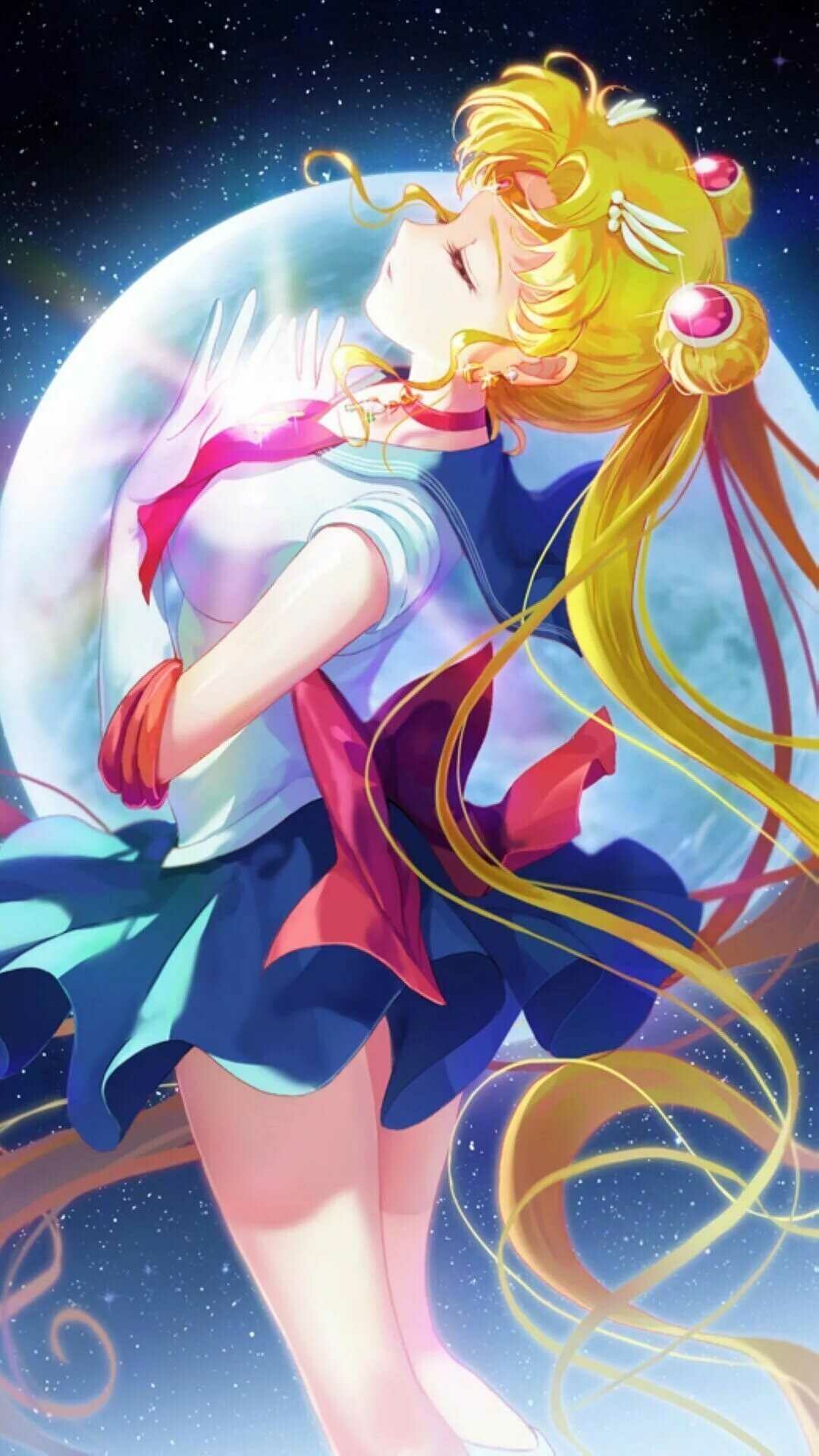 Sailor Moon: Usagi Tsukino, was reborn on Earth and re-awoke as the leader of the Sailor Senshi. 1080x1920 Full HD Wallpaper.