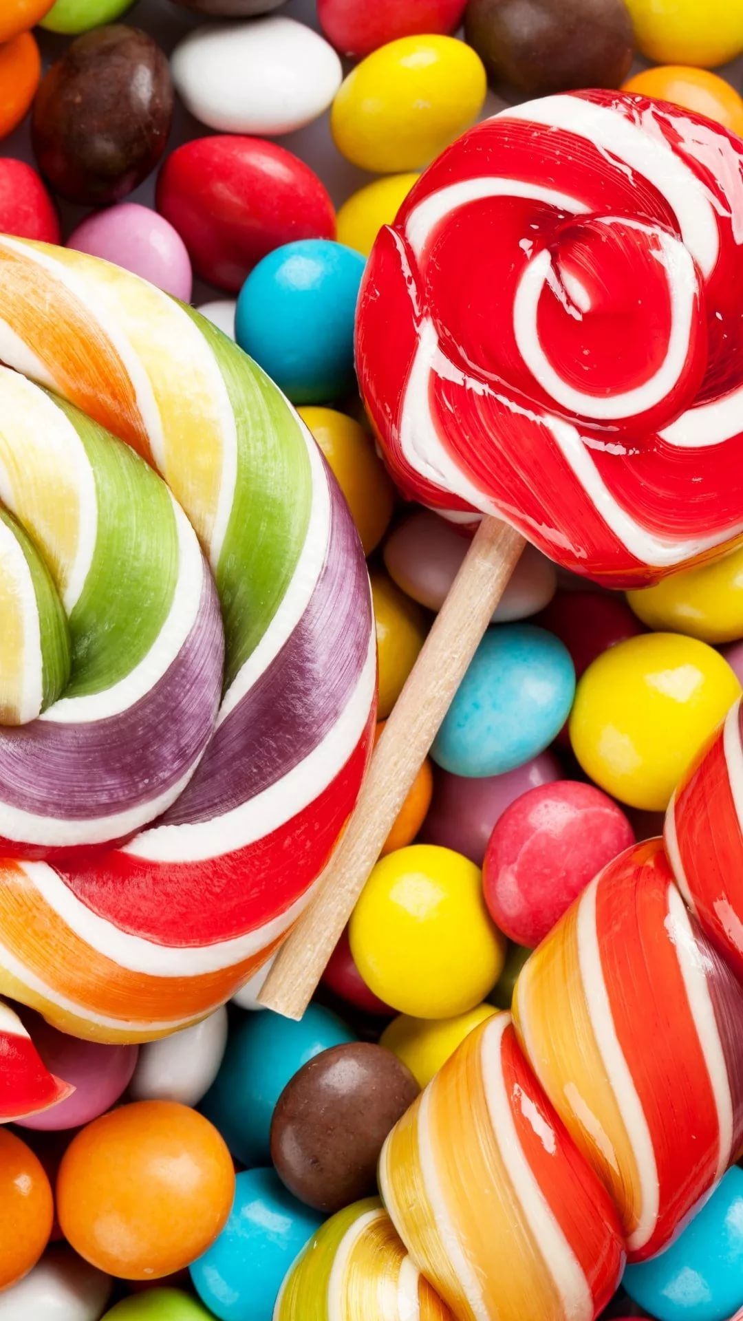 Candy-themed phone wallpapers, Colorful and vibrant, Sweet indulgence, Eye-catching design, 1080x1920 Full HD Handy