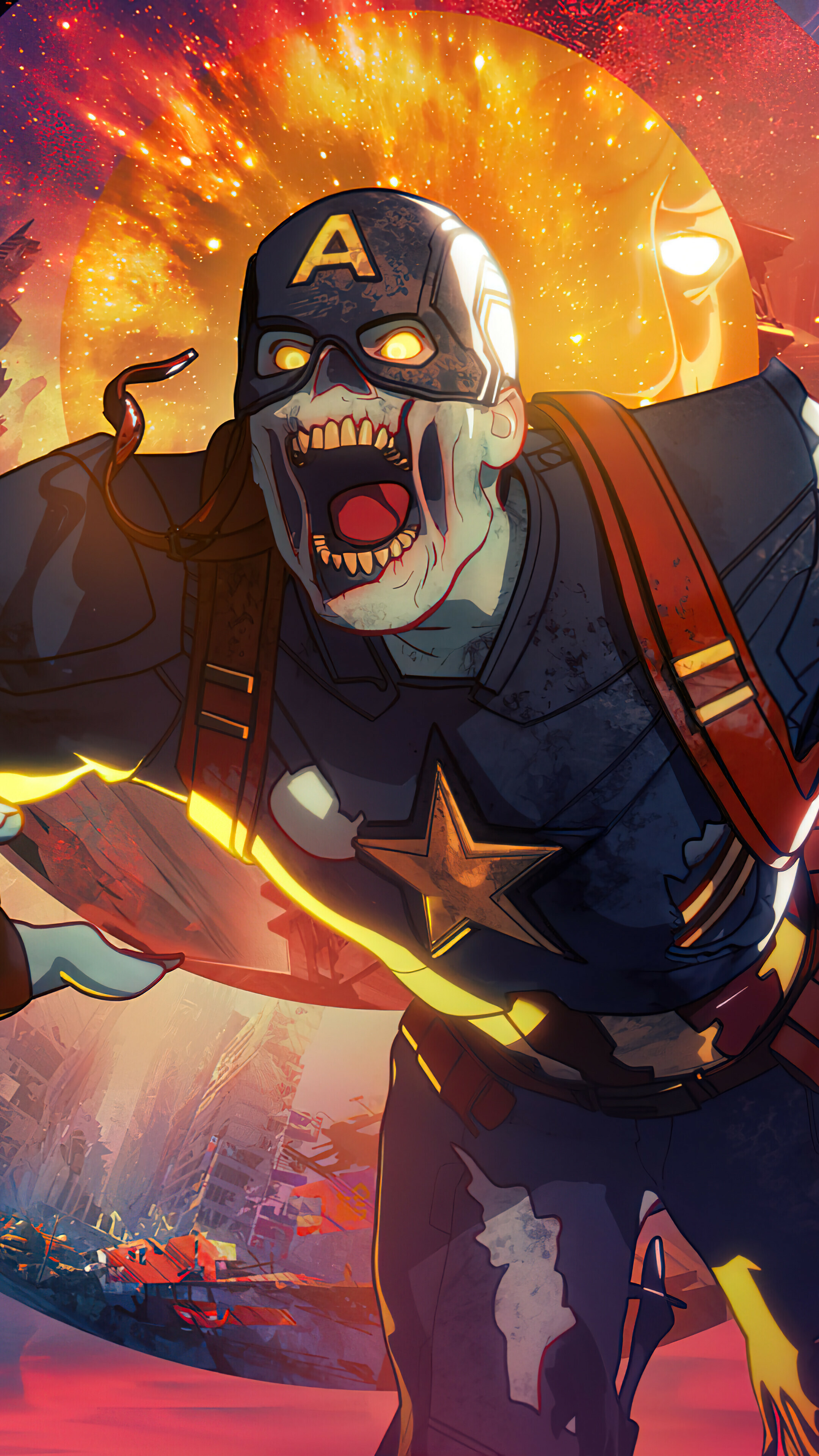 What If...?: Zombie Captain America, Steven Grant "Steve" Rogers. 2160x3840 4K Wallpaper.