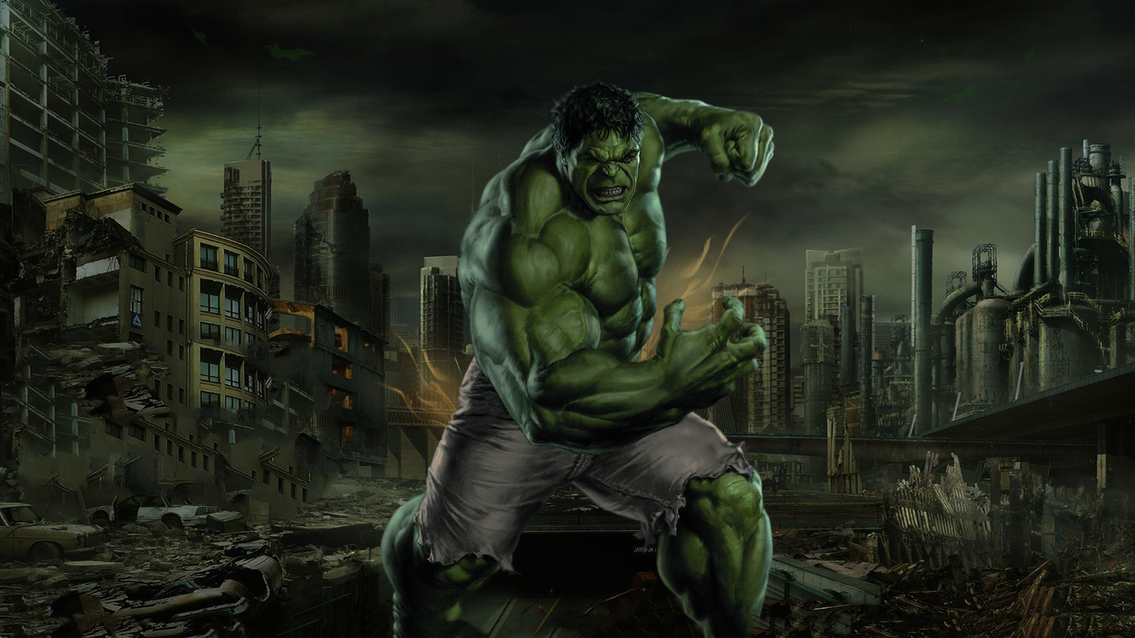 Hulk: Marvel Comics, A superhero appearing in American comic books. 3840x2160 4K Background.
