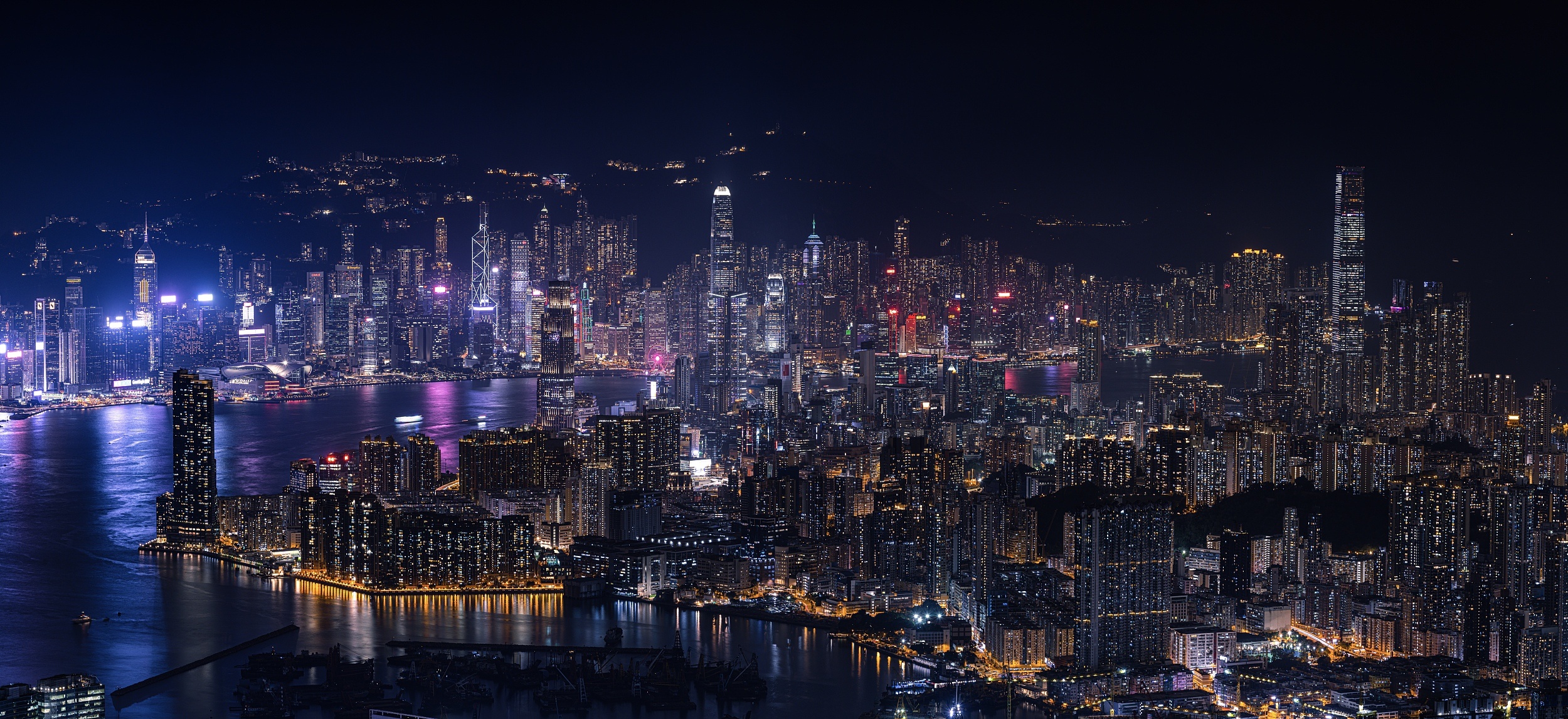 Hong Kong Skyline, City's magic, Epic photographs, Hong Kong's allure, 2500x1150 Dual Screen Desktop