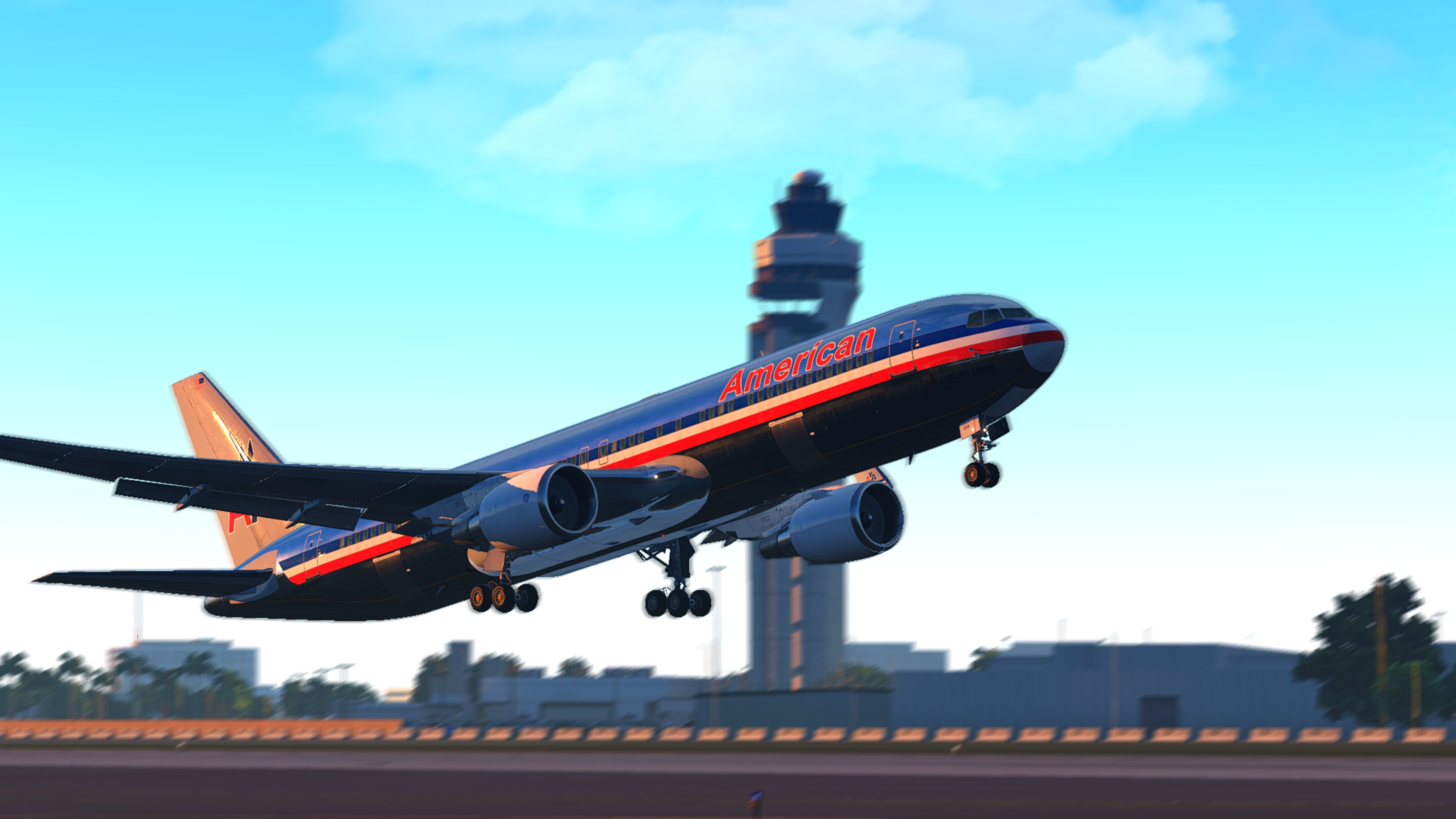 American Airlines luxury liner, Boeing 767, Flight simulation, Virtual experience, 3840x2160 4K Desktop