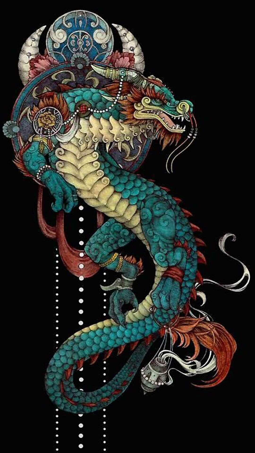 Dragon: A supernatural being, Symbolizes power, nobleness, honor, luck, and success in traditional Chinese culture. 1080x1920 Full HD Wallpaper.