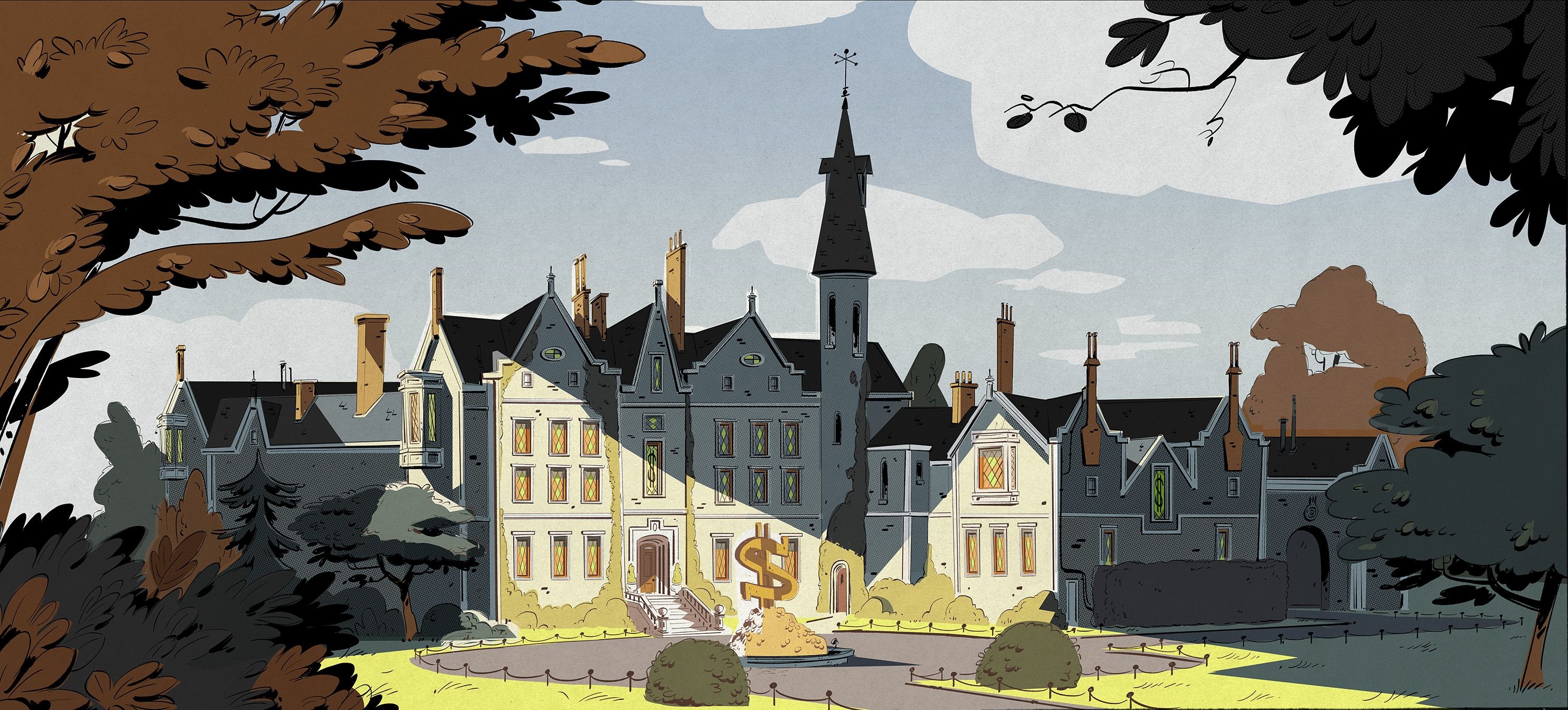 DuckTales Animation, Tech age, Silicon Valley, Cartoon background, 3000x1360 Dual Screen Desktop