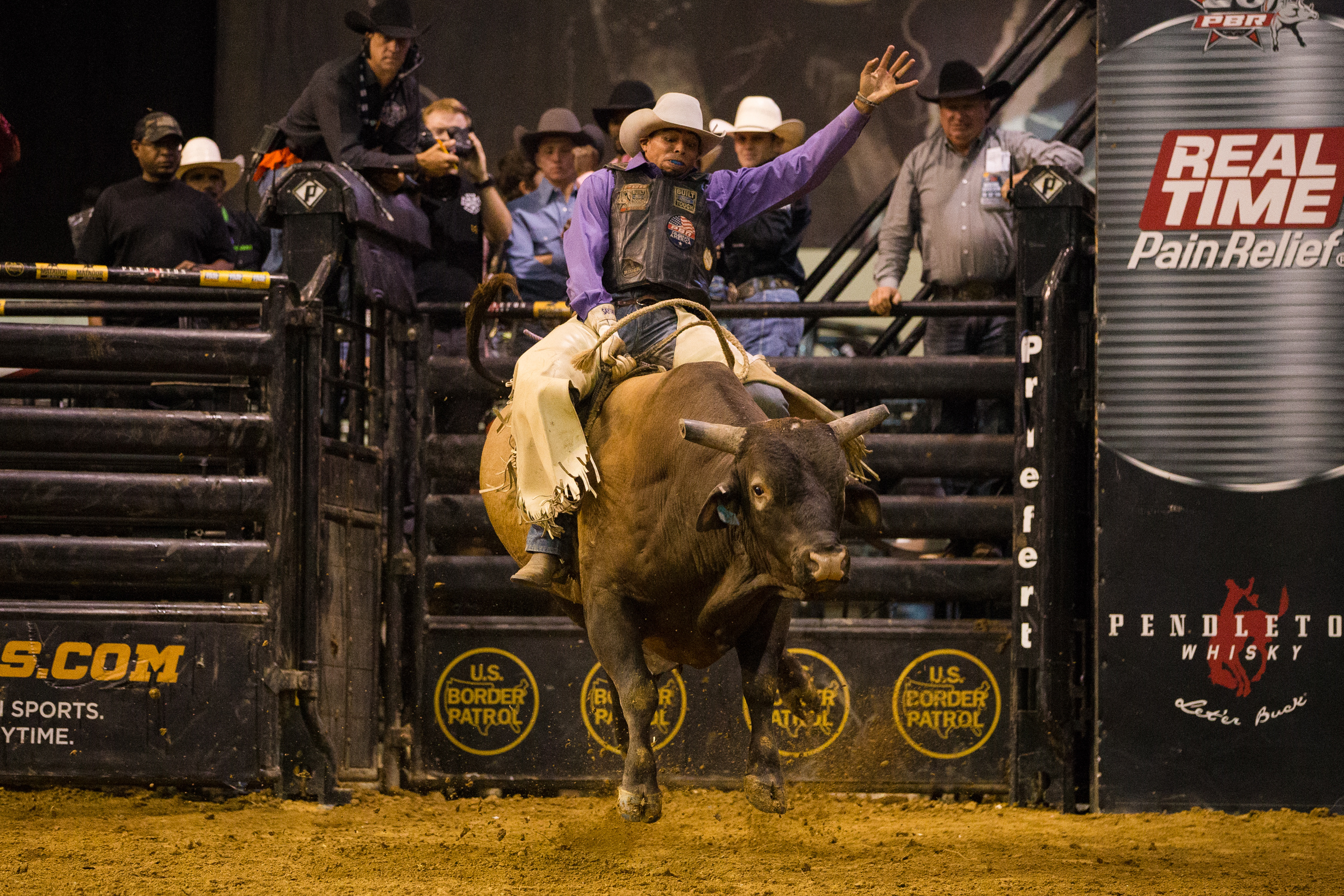 Bullriding: A rodeo championship in Big Sandy, Freestyle American bullfighting, Professional bull riders, Extreme sport, Bullfighter. 2500x1670 HD Background.