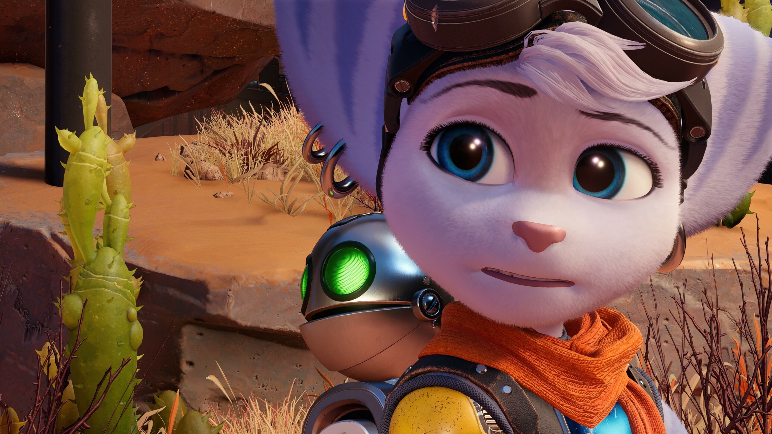 Ratchet and Clank: Rift Apart: Rivet, A playable character, A lombax. 2560x1440 HD Background.
