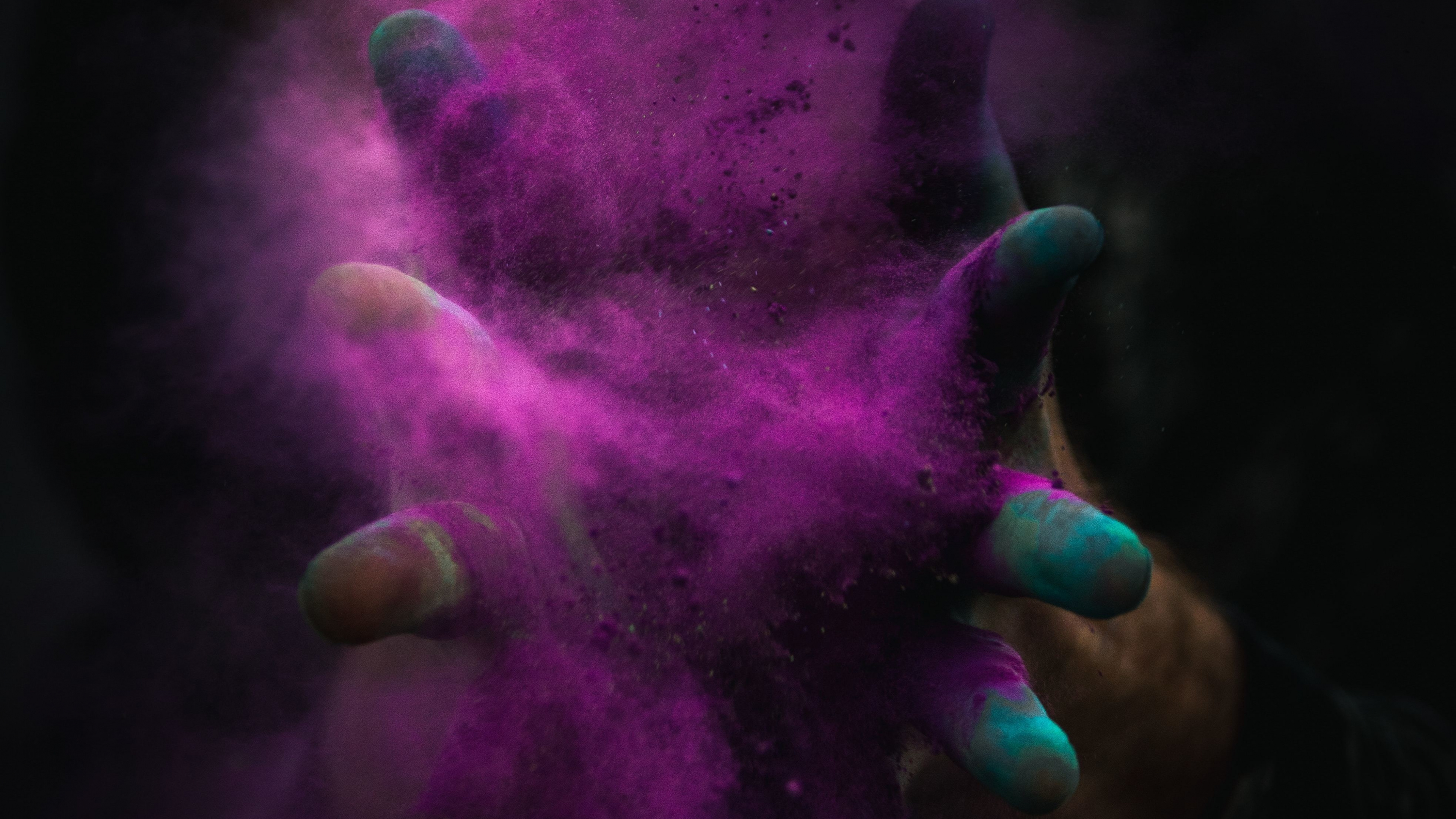 Powder color purple, Fun and vibrant, Abstract hands, Background image, 3840x2160 4K Desktop