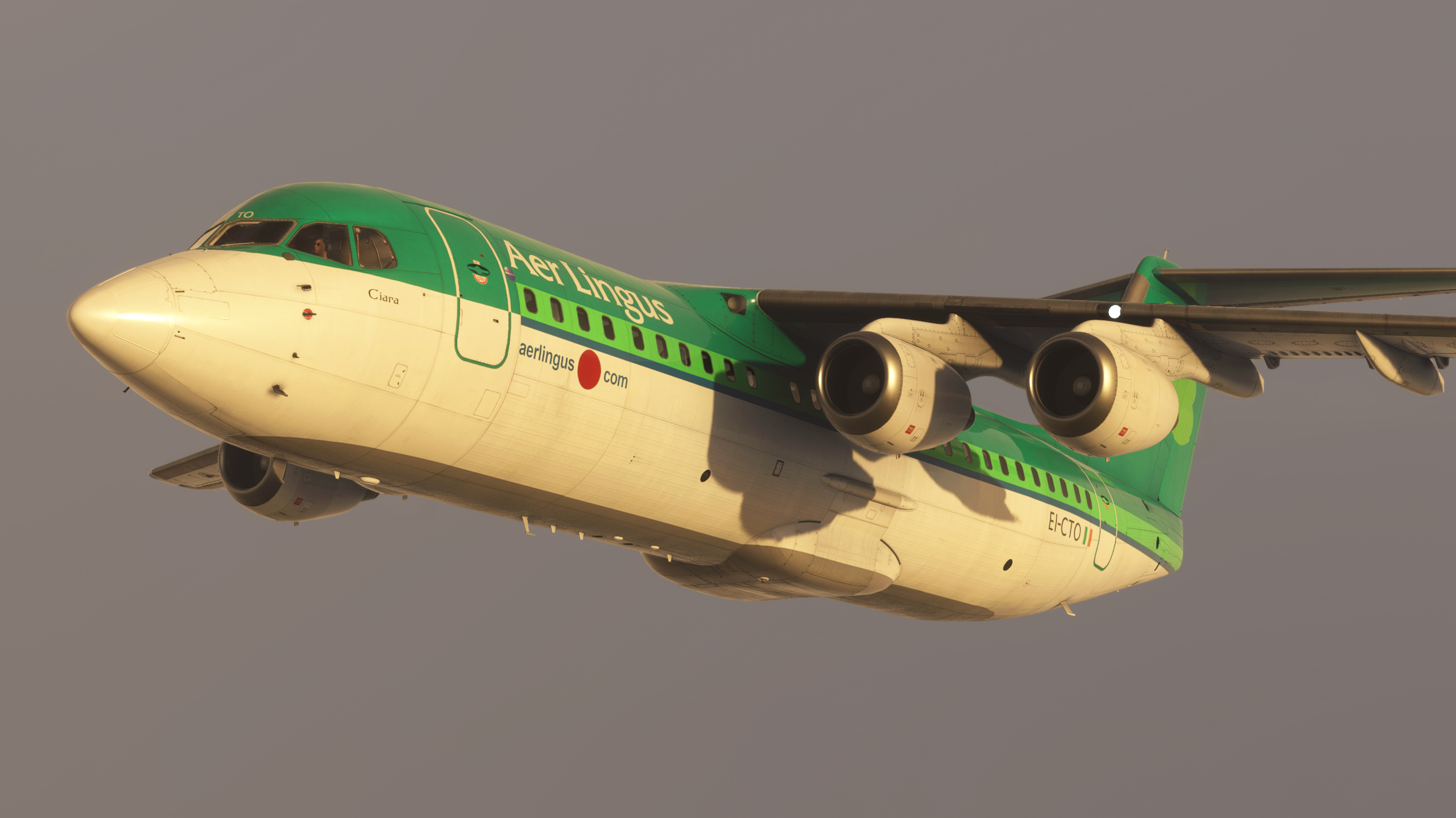 Aer Lingus, BAE 146, Golden hour, Rflightsim, 2560x1440 HD Desktop