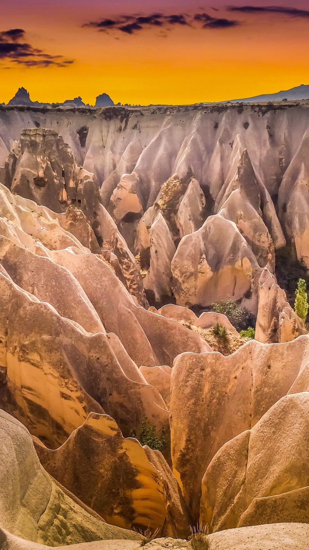Cappadocia, Nevsehir, Turkey, Uchisar sunset, 1080x1920 Full HD Phone