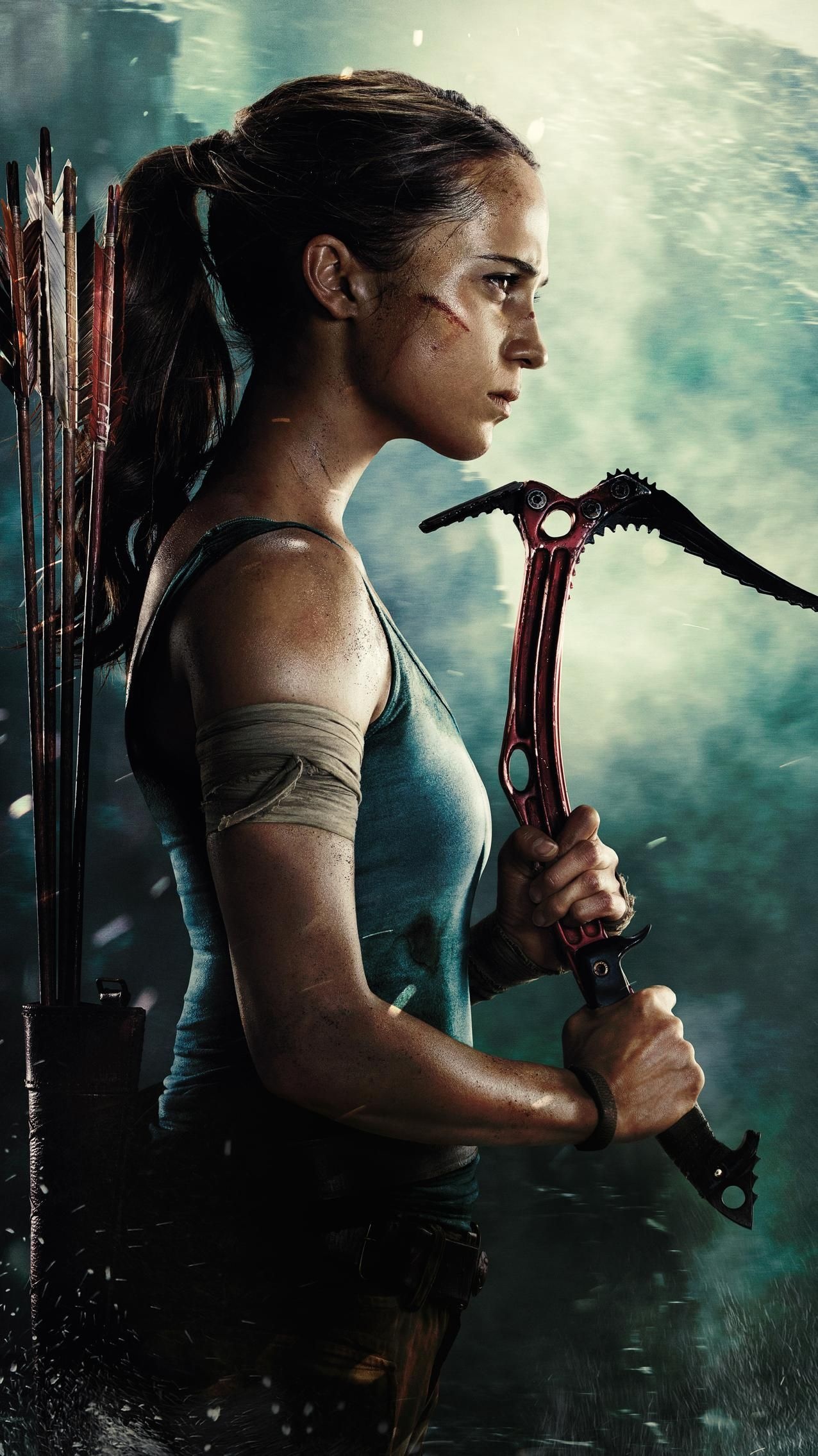 Lara Croft (Movie): An archeologist with an incredibly sharp mind. 1280x2270 HD Background.