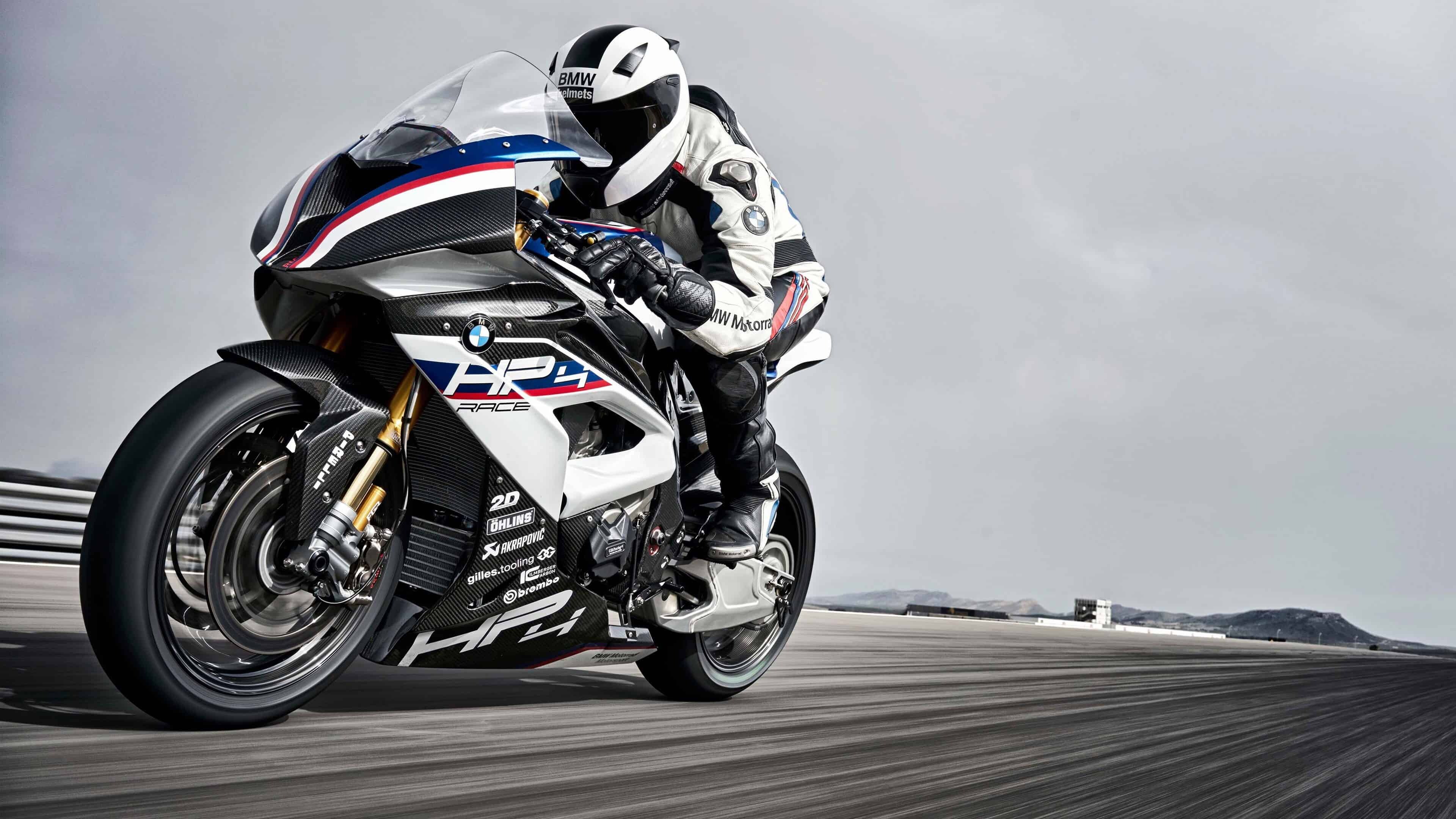 Bike: BMW HP4 Race, A 999 cc (61.0 cu in) four-cylinder engine sport motorcycle. 3840x2160 4K Background.
