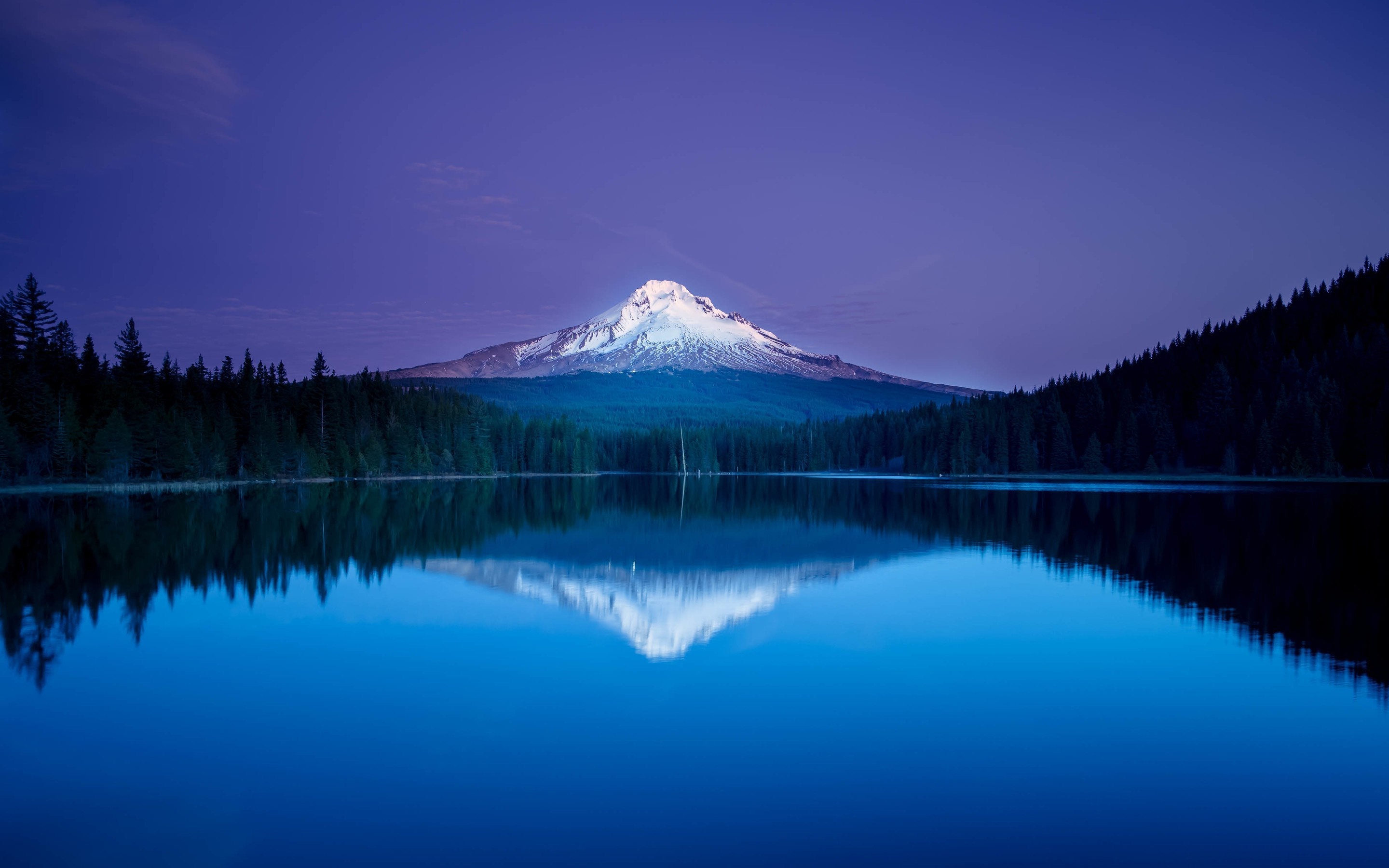 Mount Hood, Blue forest, Oregon reflection, Lake, 2880x1800 HD Desktop