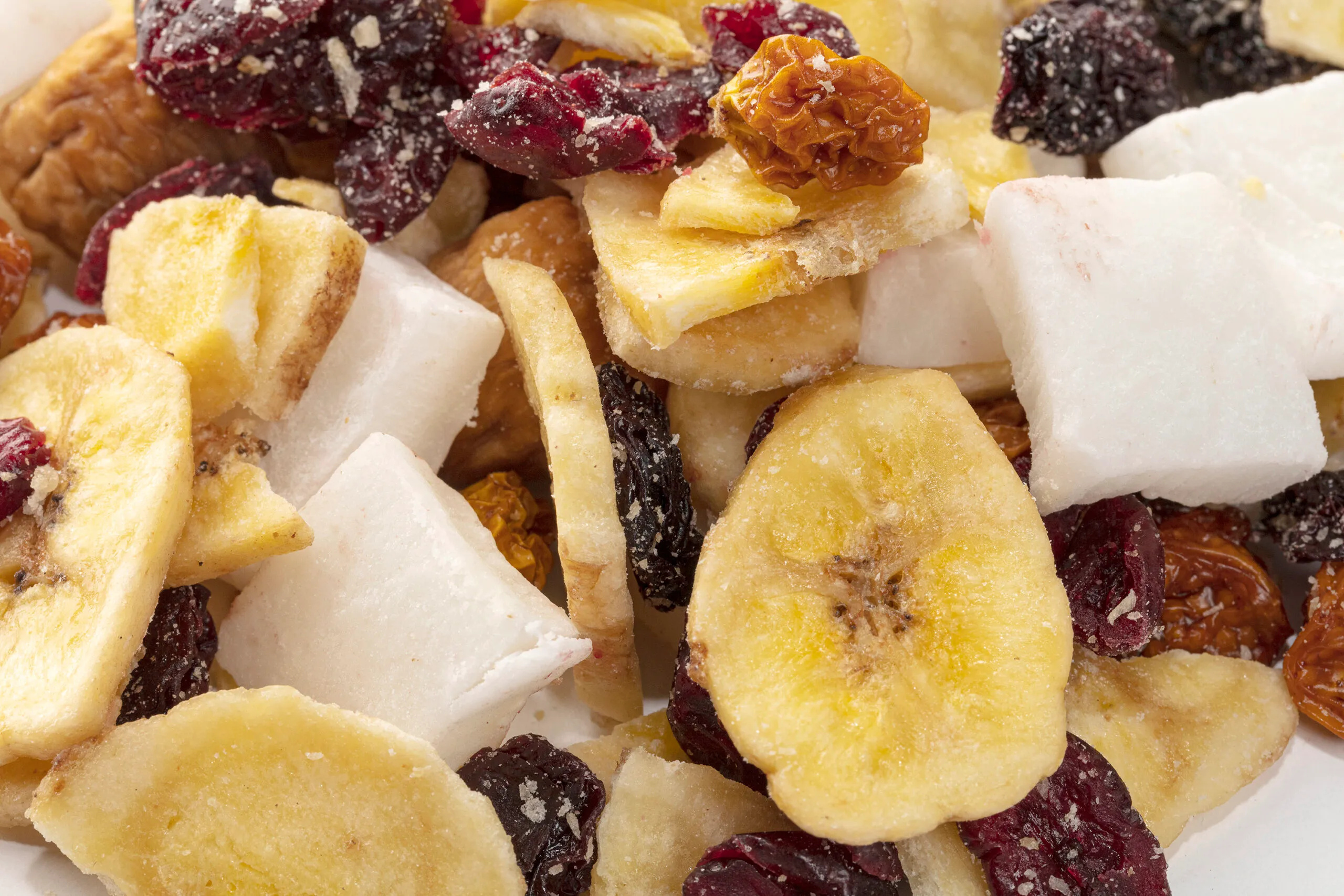 Dried Fruits: Dehydrated bananas, Used as a topping for cereal, yogurt, or oatmeal. 2560x1710 HD Background.