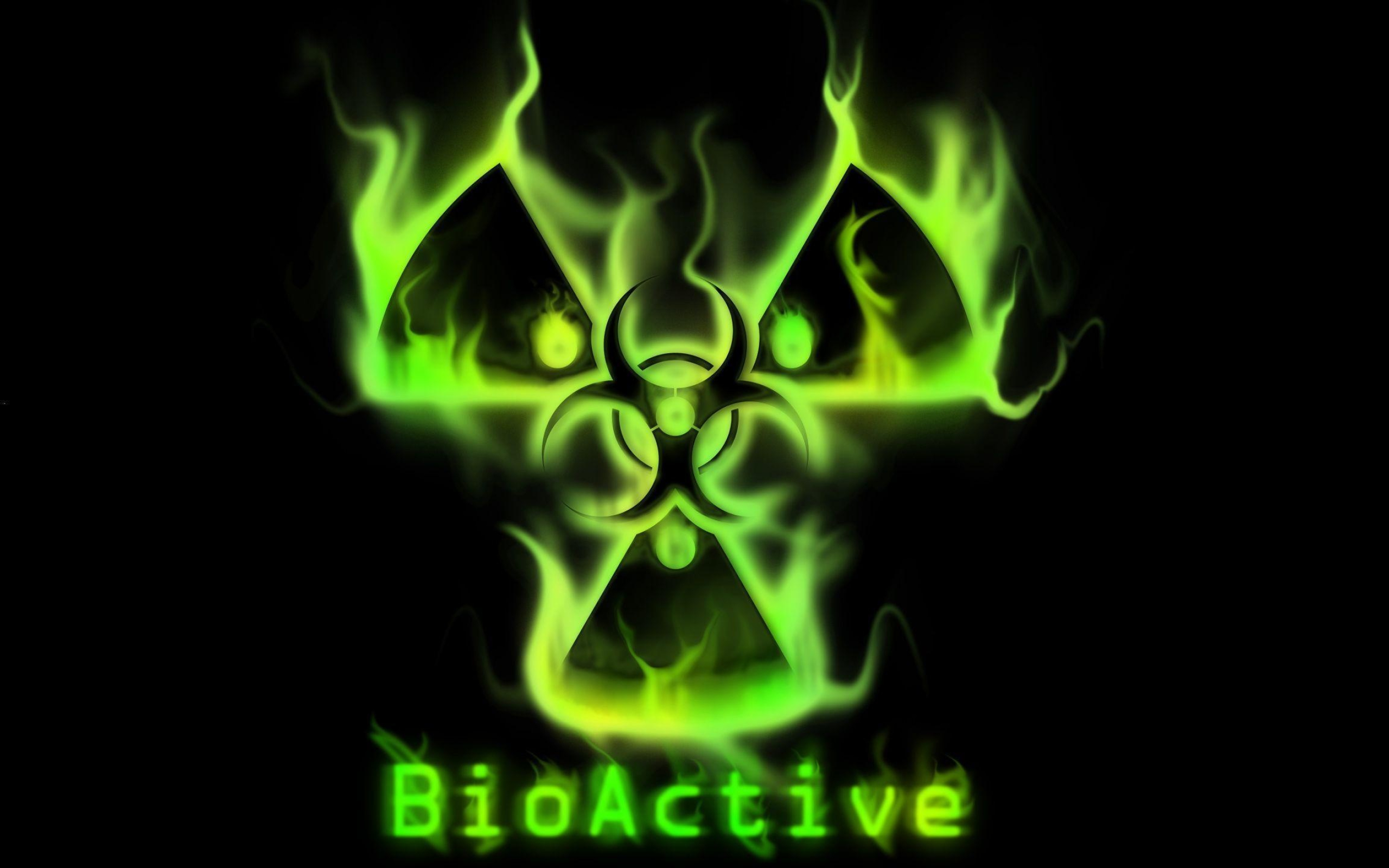 Green Biohazard: BioActive, The labeling of biological materials that carry a significant health risk, including viral samples. 2560x1600 HD Background.