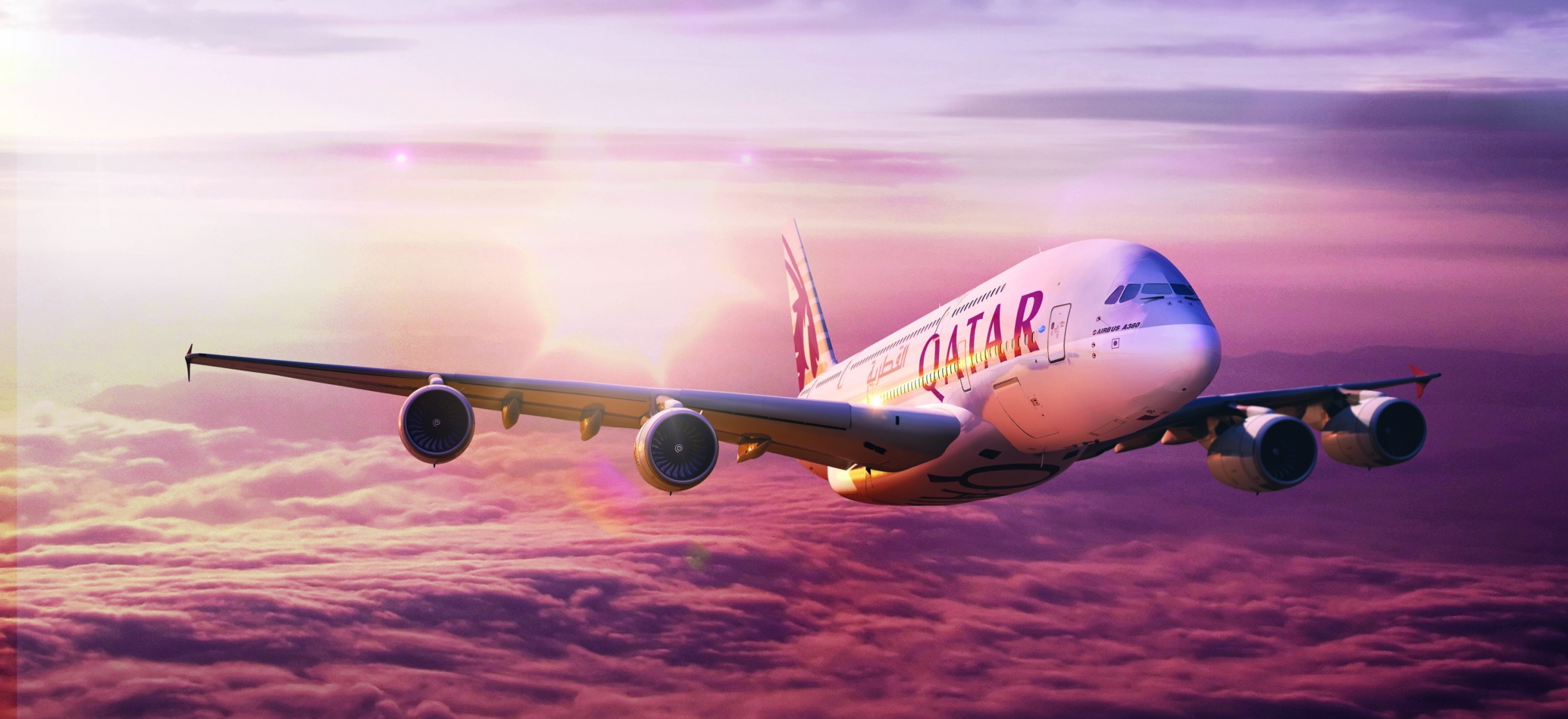 Qatar Airways, Travels, Qatar Airways IME, Enhanced experience, 2450x1130 Dual Screen Desktop