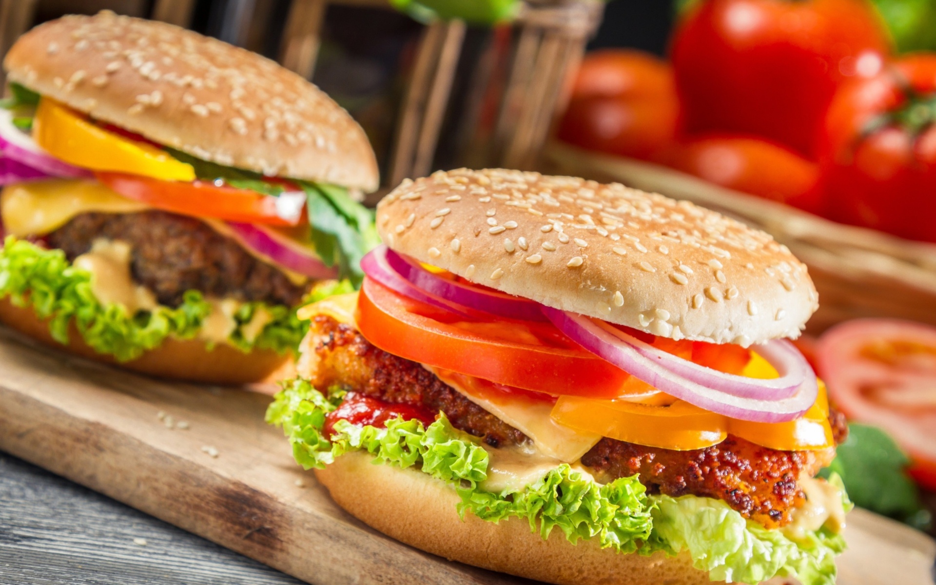 Hamburger: A feature of fast food restaurants, Sandwich, Meet. 1920x1200 HD Background.