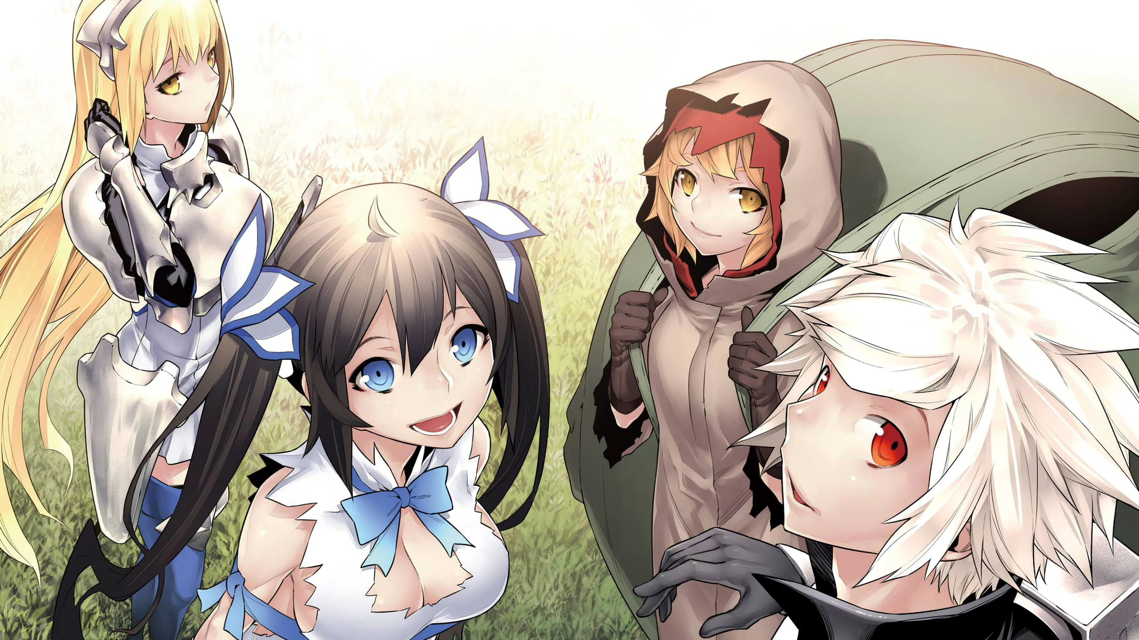 Is It Wrong to Try to Pick Up Girls in a Dungeon?: Bell, Hestia, Lili, Ais, DanMachi. 3840x2160 4K Wallpaper.