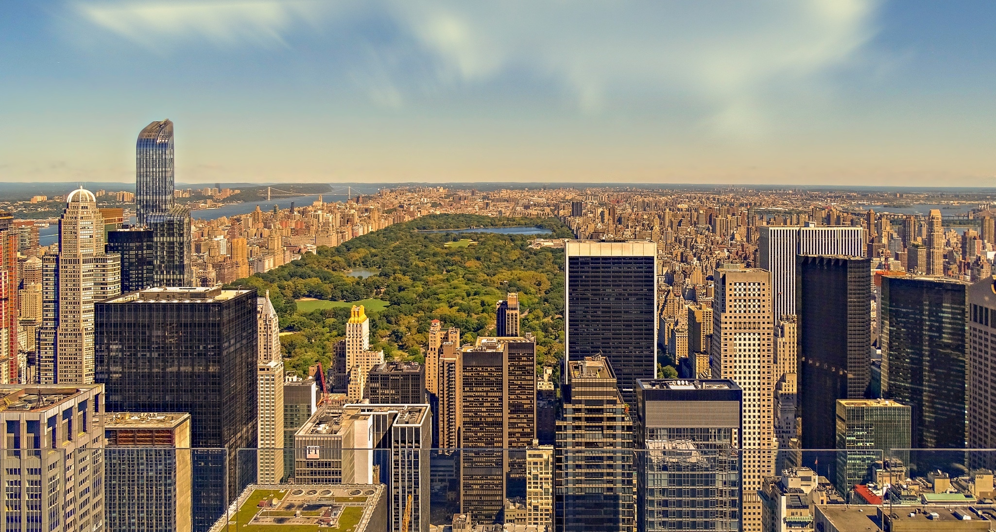Central Park: Greenspace of New York, Home to artificial lakes, waterfalls, meadows and wooded areas. 2050x1100 HD Wallpaper.