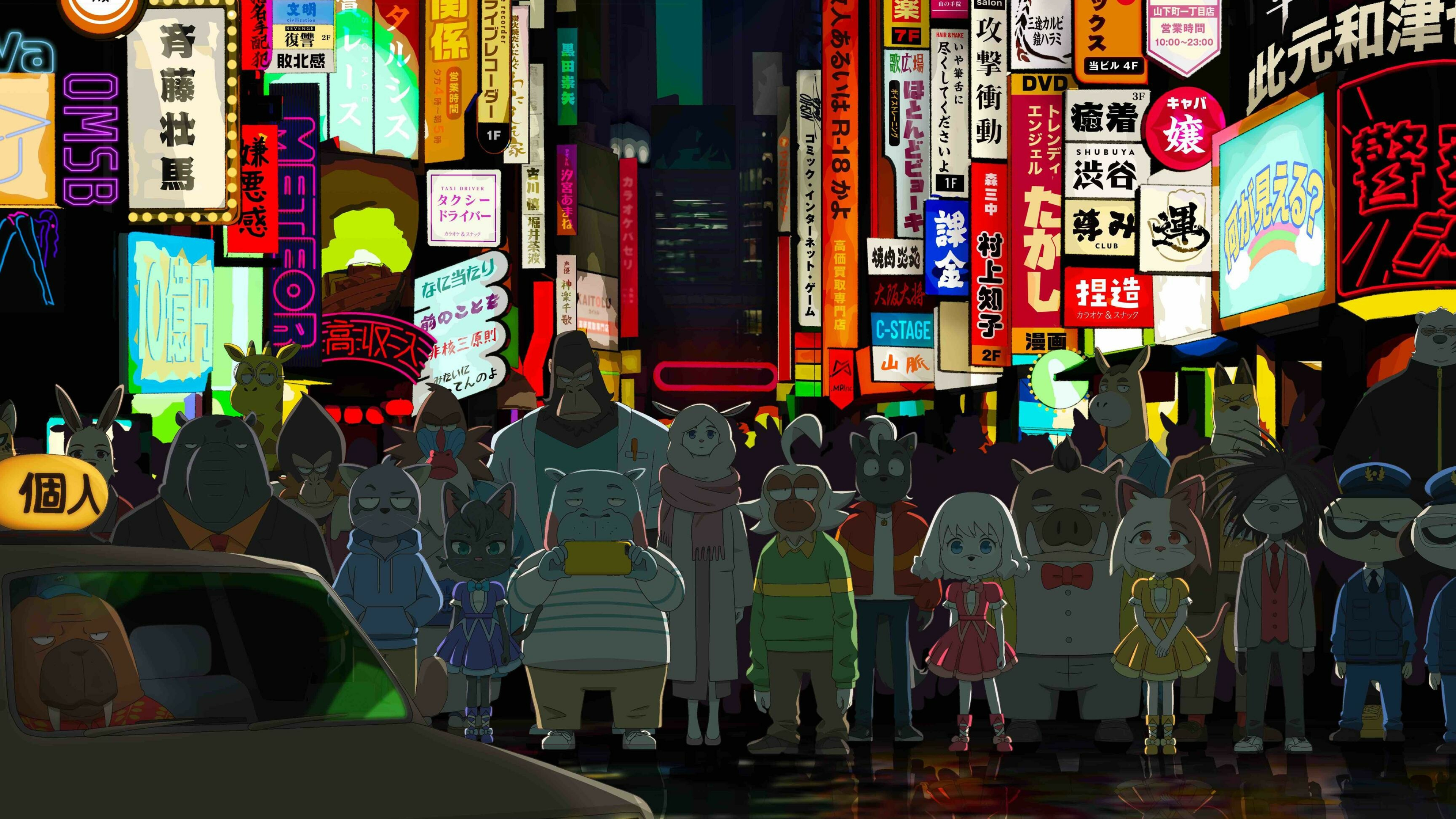 Odd Taxi: A Japanese anime television series. 3840x2160 4K Background.