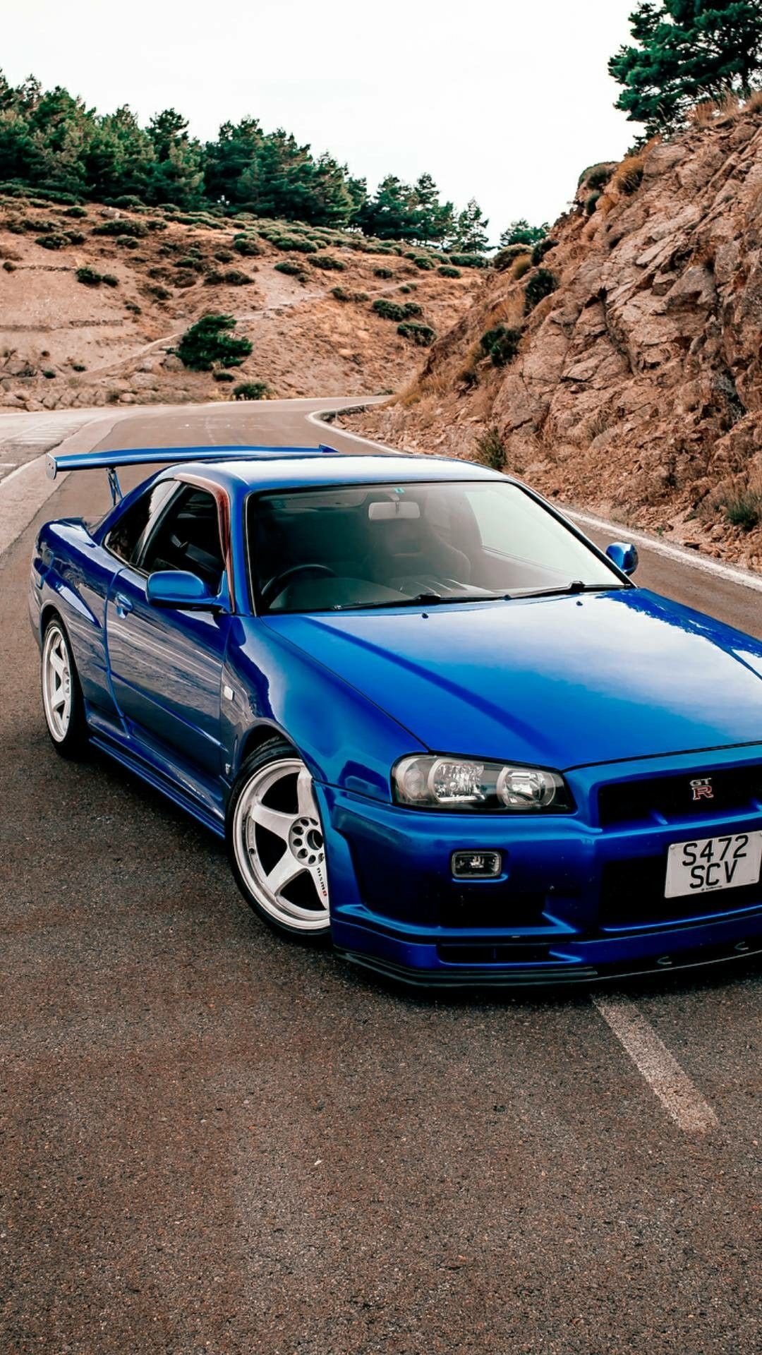 GTR Skyline, Blue car, Nissan GT-R skyline, Sporty elegance, 1080x1920 Full HD Phone