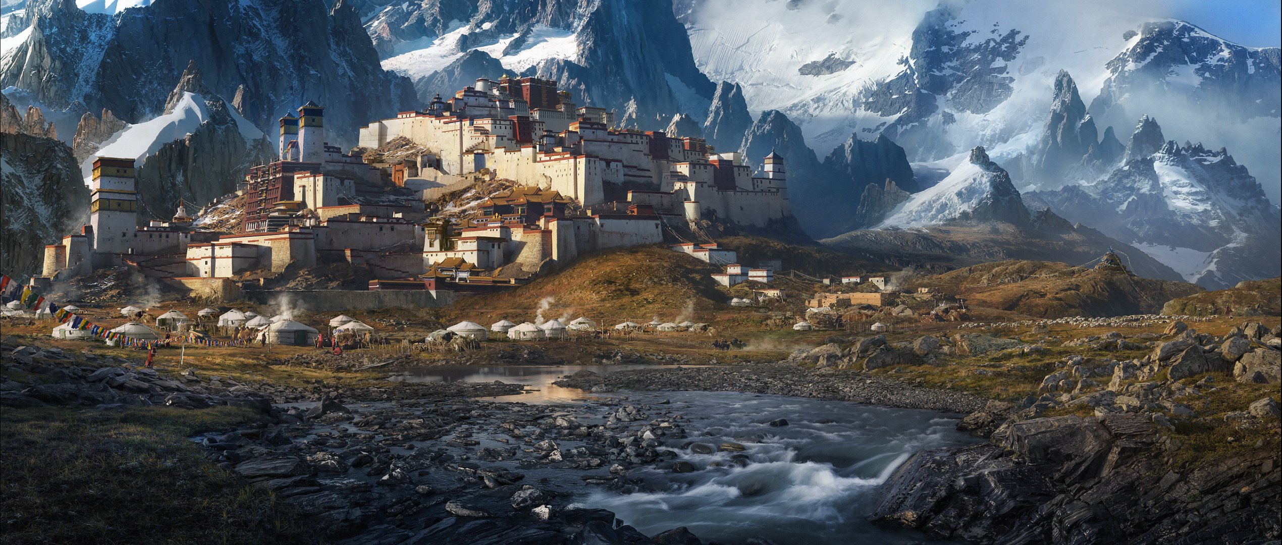 Tibetan Highlands, Ultra wide wallpapers, Stunning landscapes, Captivating scenery, 2540x1080 Dual Screen Desktop