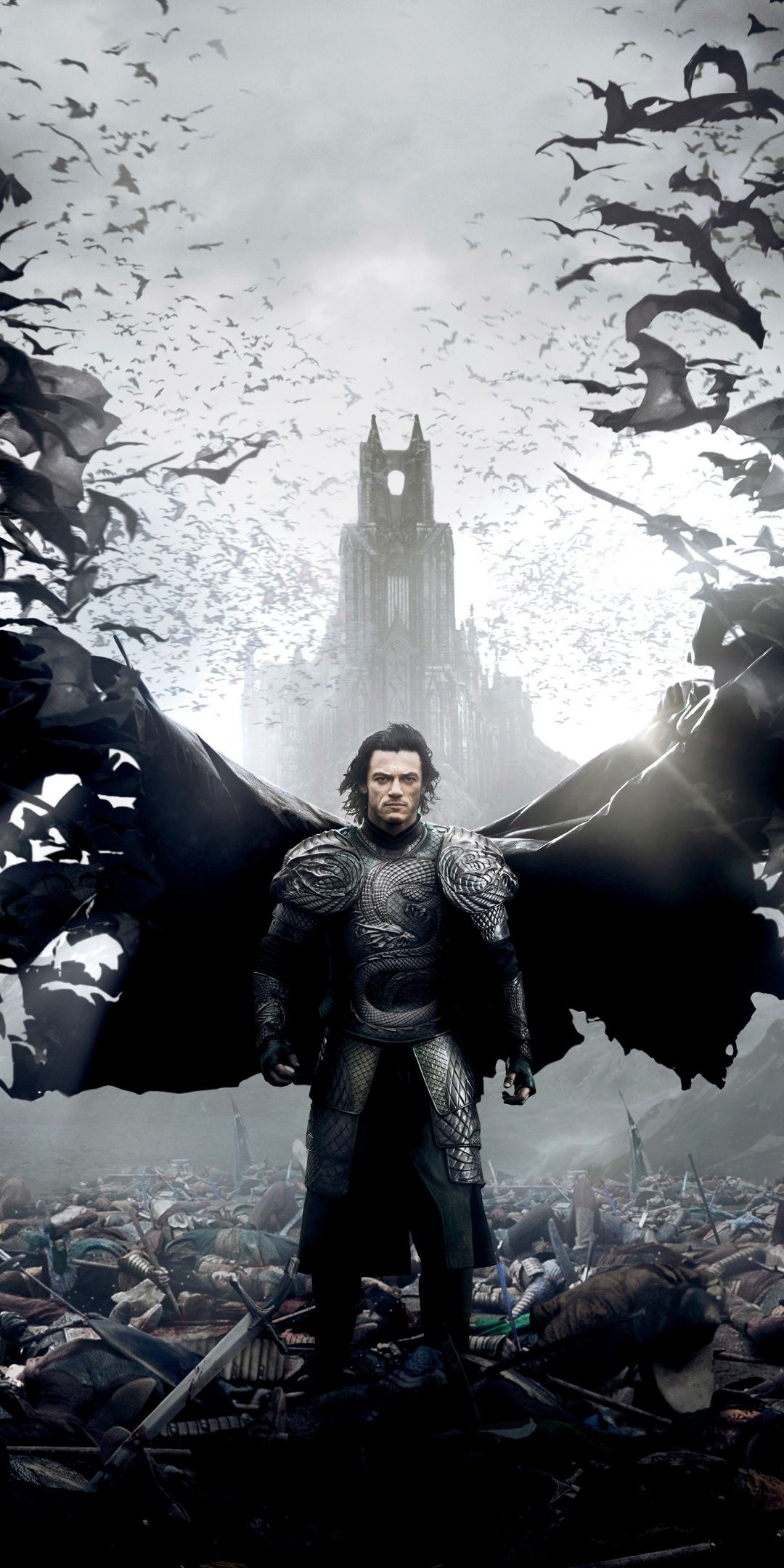 Dracula Untold, Luke Evans's portrayal, Vampire bats wallpaper, Dark and thrilling storyline, 1080x2160 HD Phone