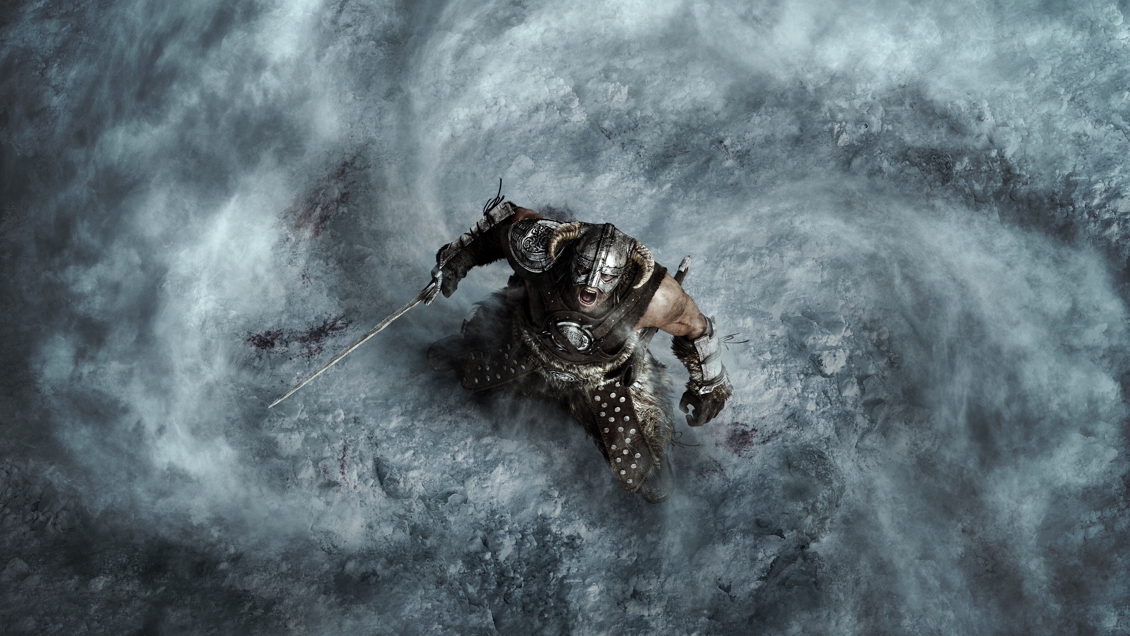 Skyrim: Released worldwide for Microsoft Windows, PlayStation 3, and Xbox 360 on November 11, 2011. 3840x2160 4K Background.