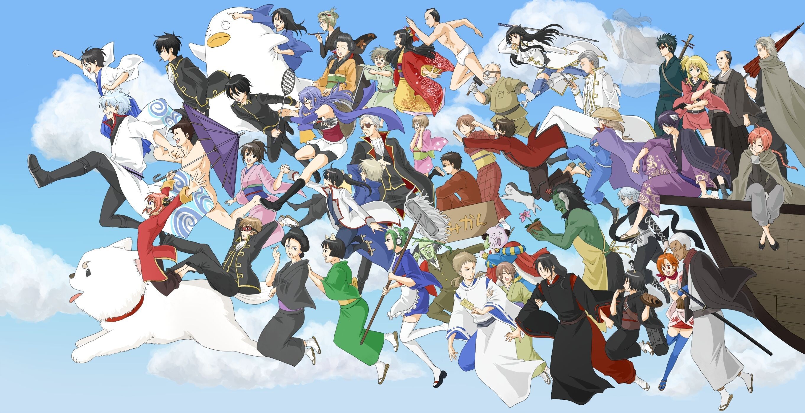 Gintama (TV Series): The anime television series based on the manga, Anime characters, TV Tokyo. 2730x1400 HD Background.