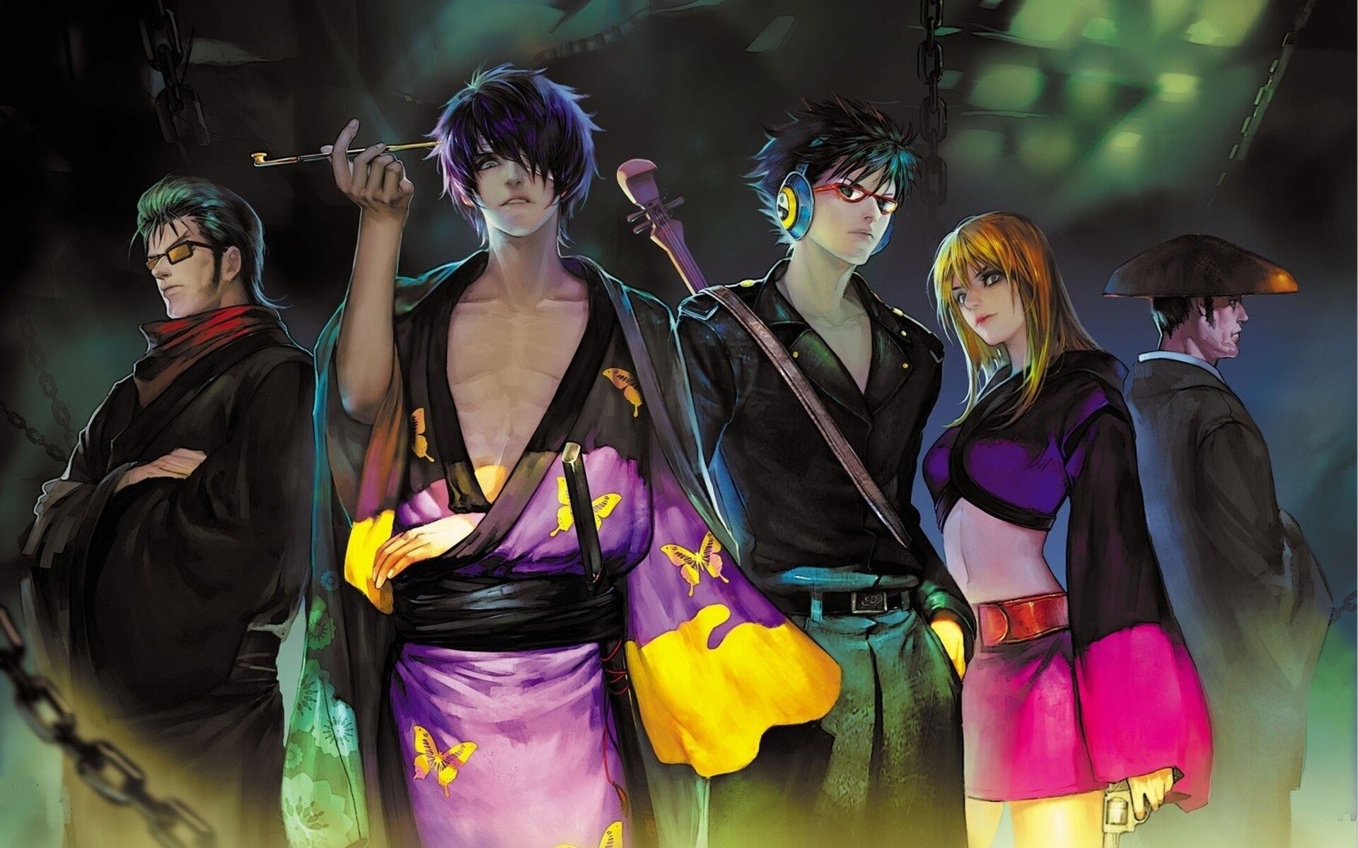 Gintama (TV Series): Traditional dressing, Anime, Takasugi Shinsuke, Kawakami Bansai, Kijima Matako, Okada Nizou, Nakechi Henpeita. 1920x1200 HD Wallpaper.