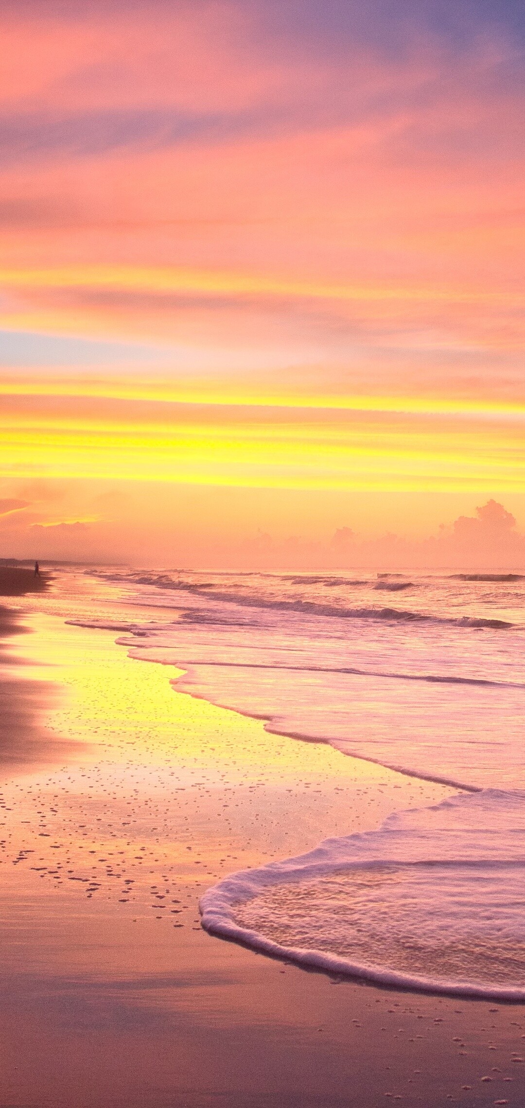 Summer: Summertime at an ocean isle beach, Vacation. 1080x2280 HD Background.