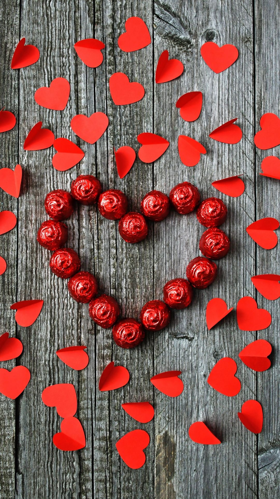 Heart shape, Red hearts, Candy papers, Samsung galaxy, 1080x1920 Full HD Phone