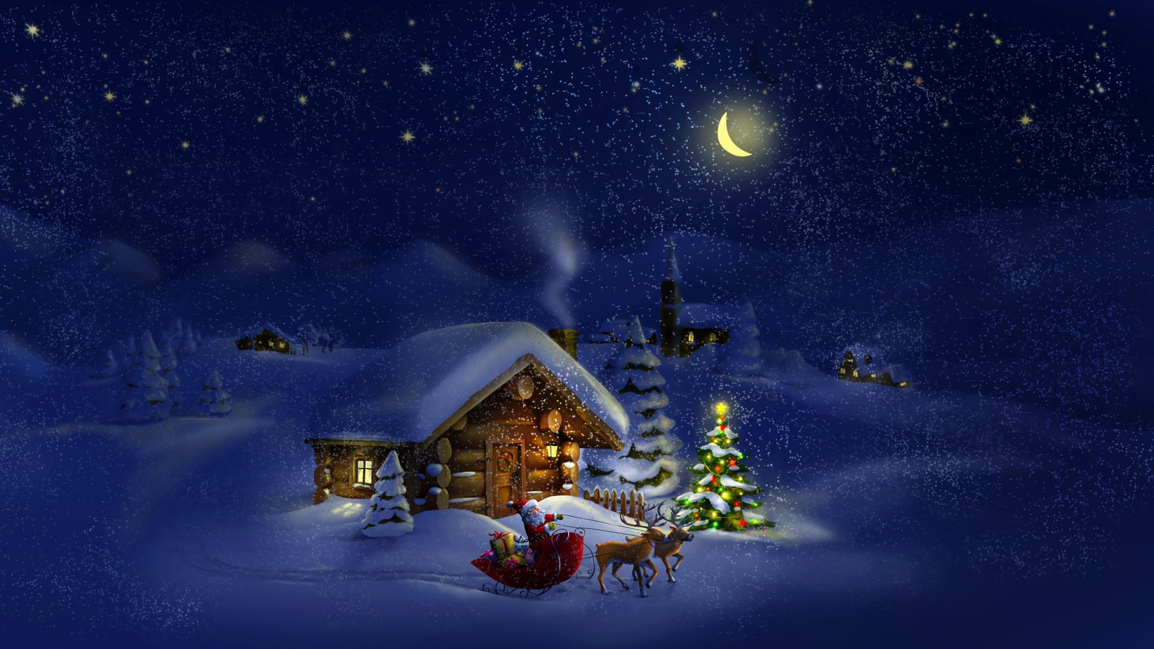 Father Christmas, Joyful celebration, Festive decorations, Gift-giving tradition, 3840x2160 4K Desktop