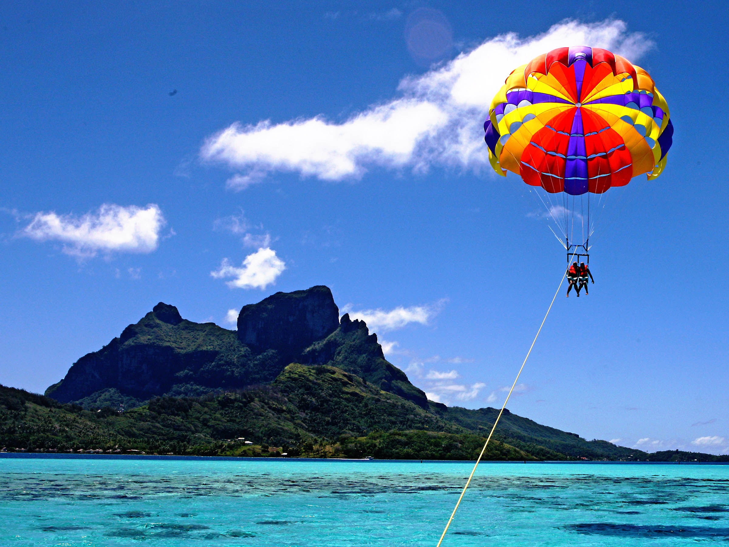 Parasailing: Bora Bora, A life vest, Safety precaution, To parasail with a partner. 2400x1800 HD Wallpaper.