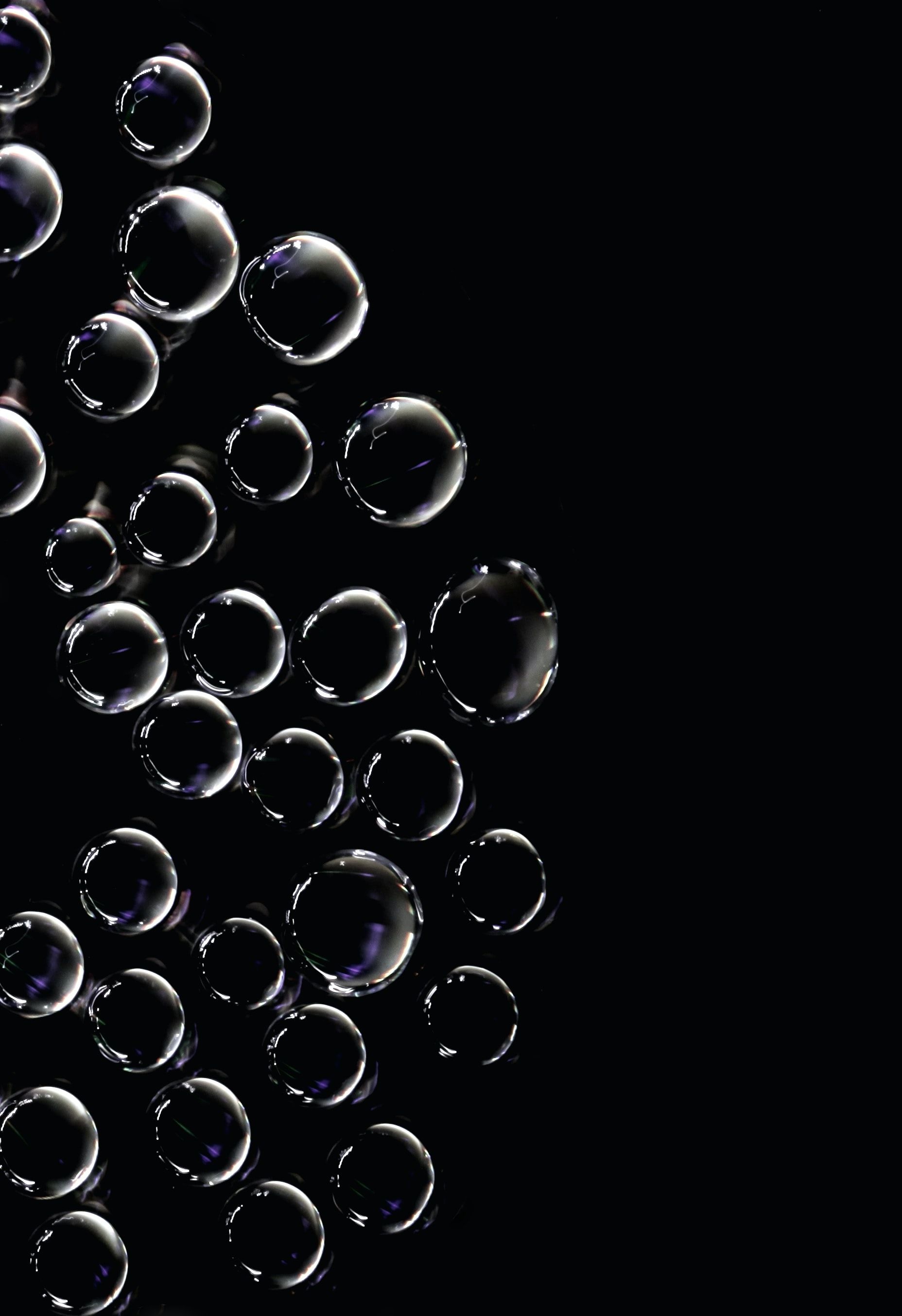 Black bubbles wallpapers, Dark bubble backgrounds, Moody bubble art, Abstract bubbles, Bubble burst, 1860x2720 HD Phone