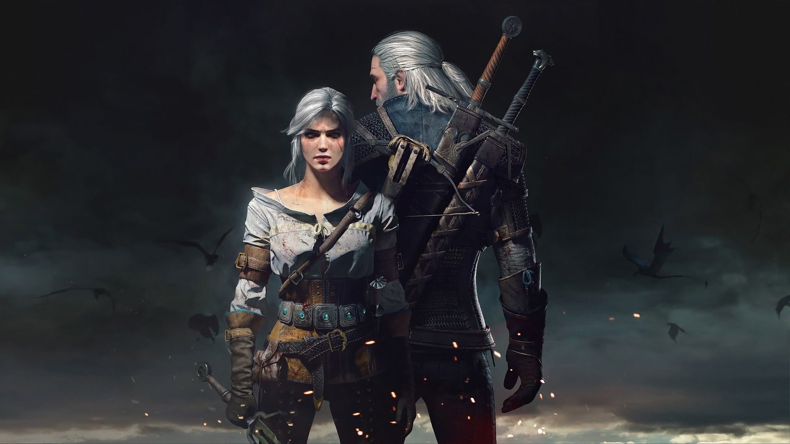 Geralt and Ciri, Witcher 3, Proper character dynamics, Epic wallpaper, 2560x1440 HD Desktop