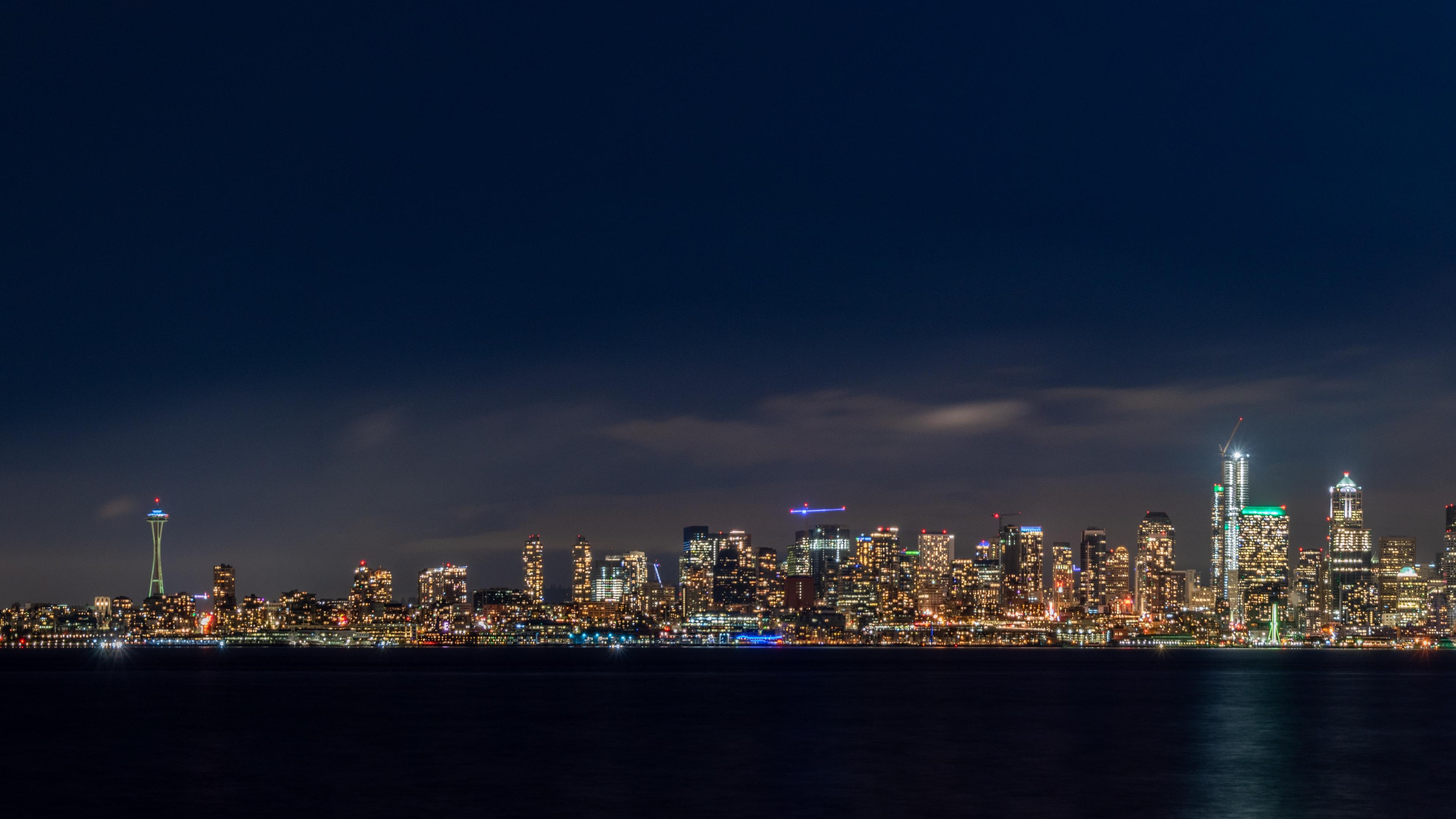 Seattle Skyline, Alki Beach view, Breathtaking cityscape, Stunning sunset, 3840x2160 4K Desktop