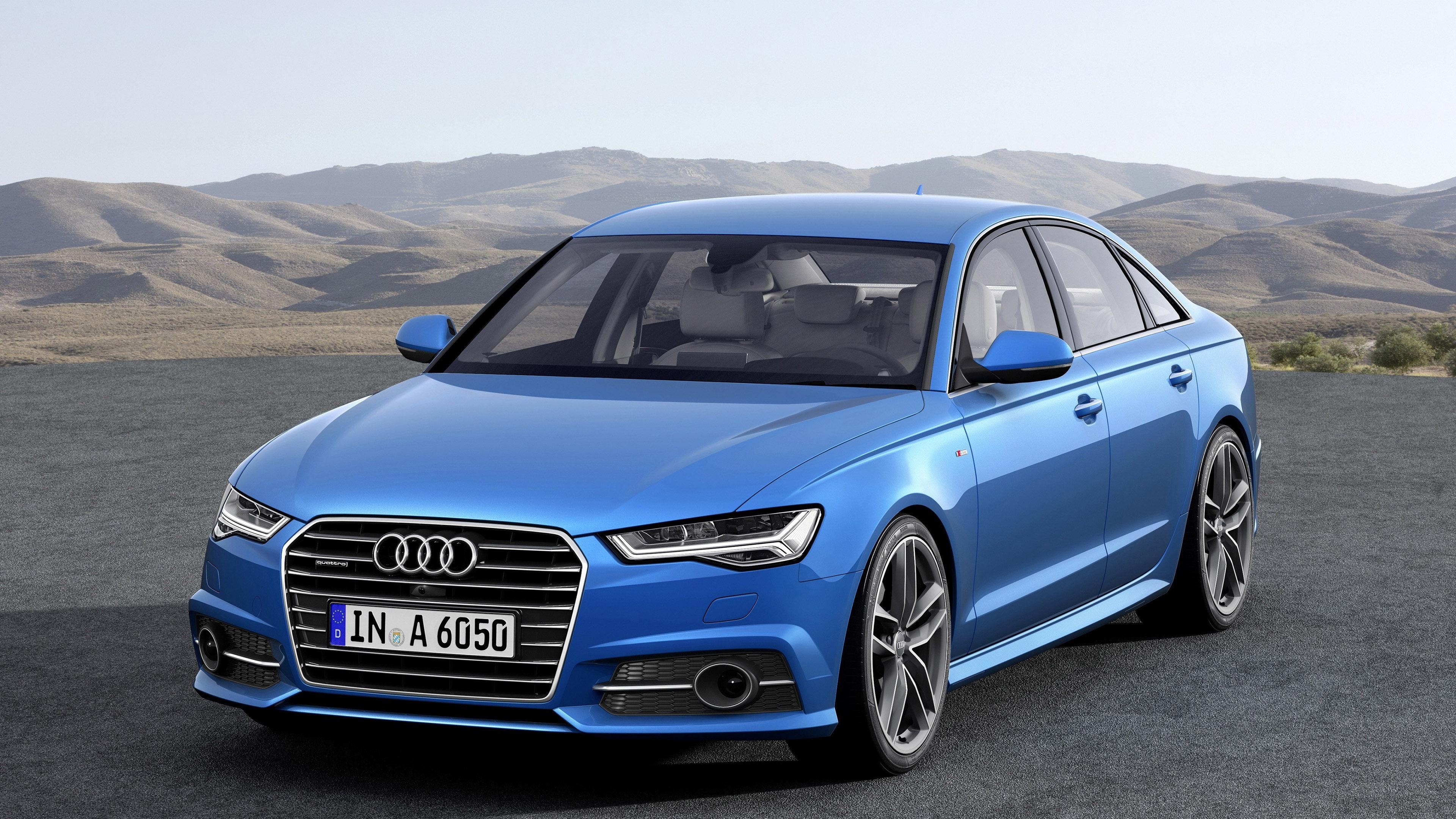 Audi A6, Blue color, Front view, HD desktop wallpaper, 3840x2160 4K Desktop