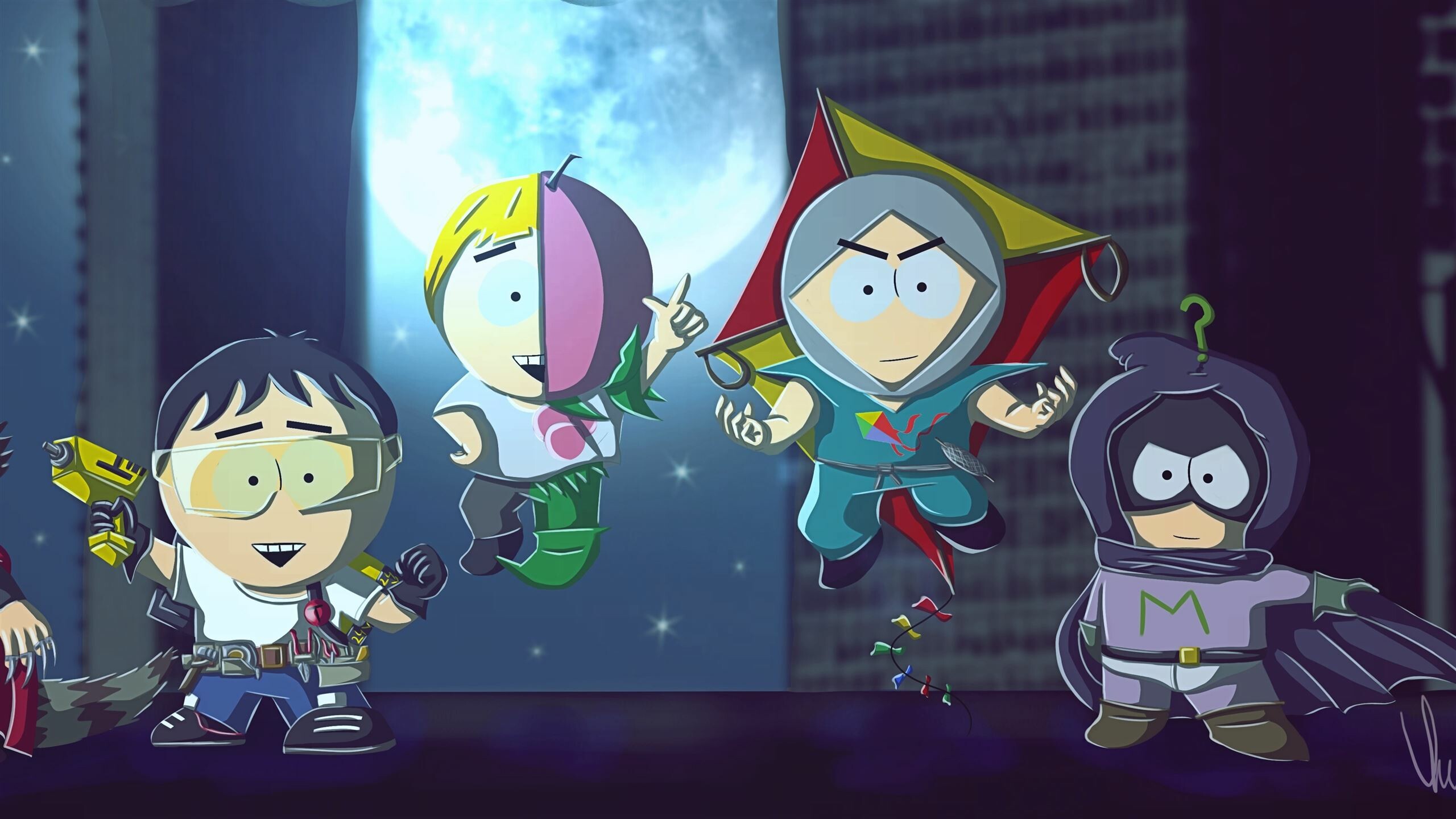 South Park: Superheroes, Mysterion, Toolshed, Mint Berry Crunch, Mosquito. 2560x1440 HD Wallpaper.