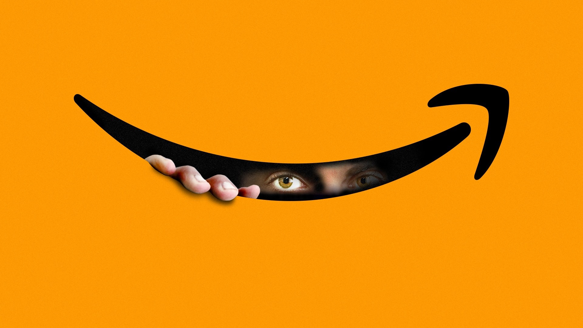 Amazon: Creepy logo, Acquired the Internet Movie Database in 1998. 1920x1080 Full HD Wallpaper.