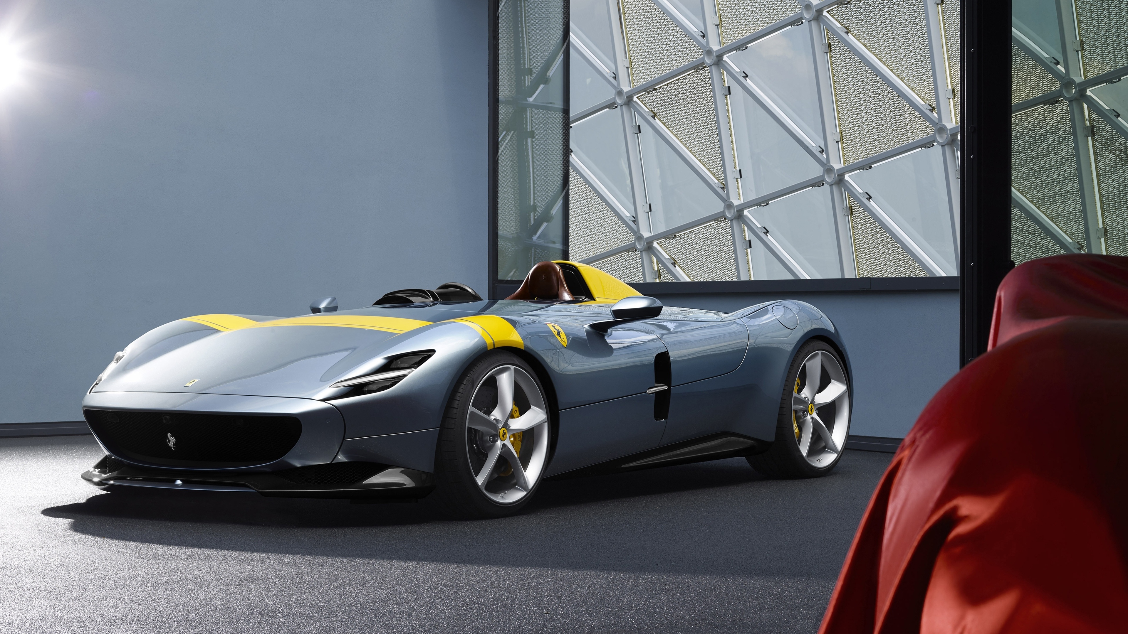 Ferrari Monza, Silver supercar beauty, High-resolution imagery, Automotive elegance, 3840x2160 4K Desktop