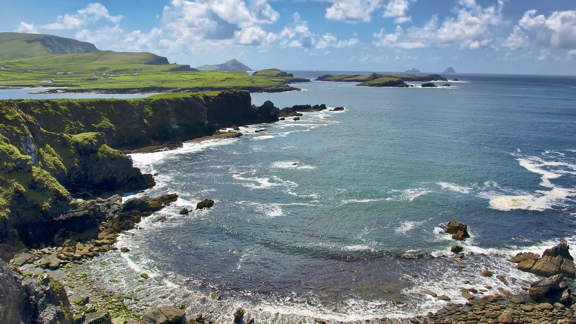 Seascape Ring of Kerry, Skellig Island, Windows 10 spotlight, 1920x1080 Full HD Desktop